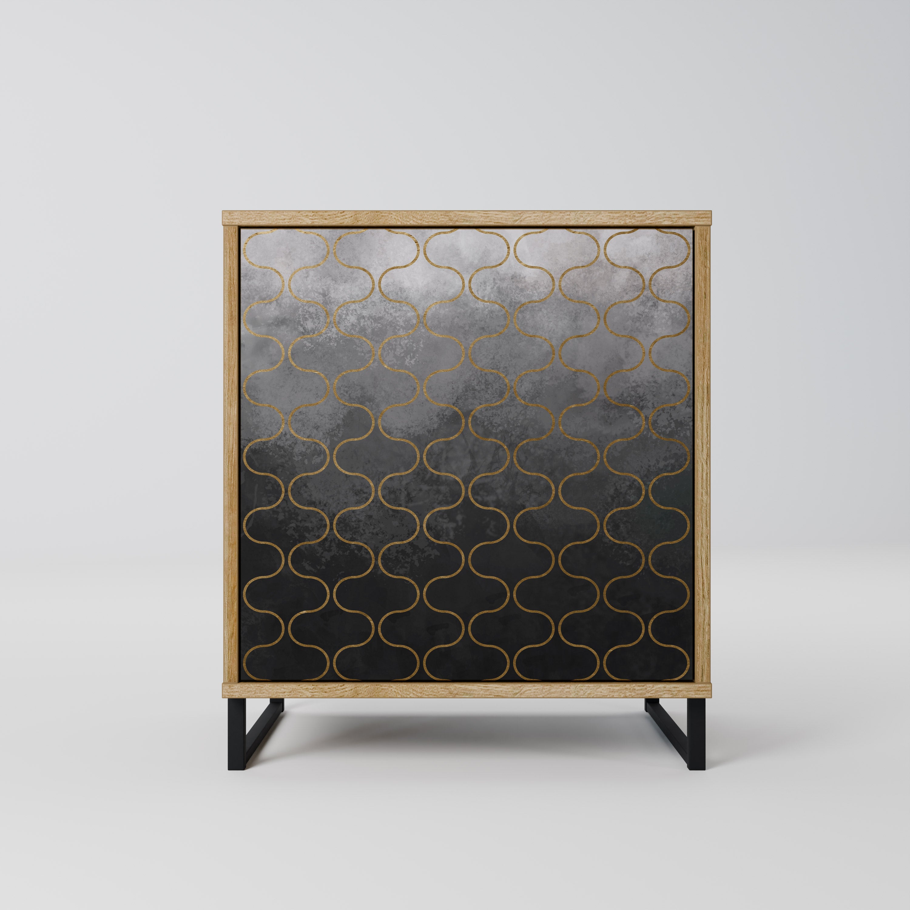 TESSELATED GRAYISH Sideboard mit 1 Tür in Eiche-Optik