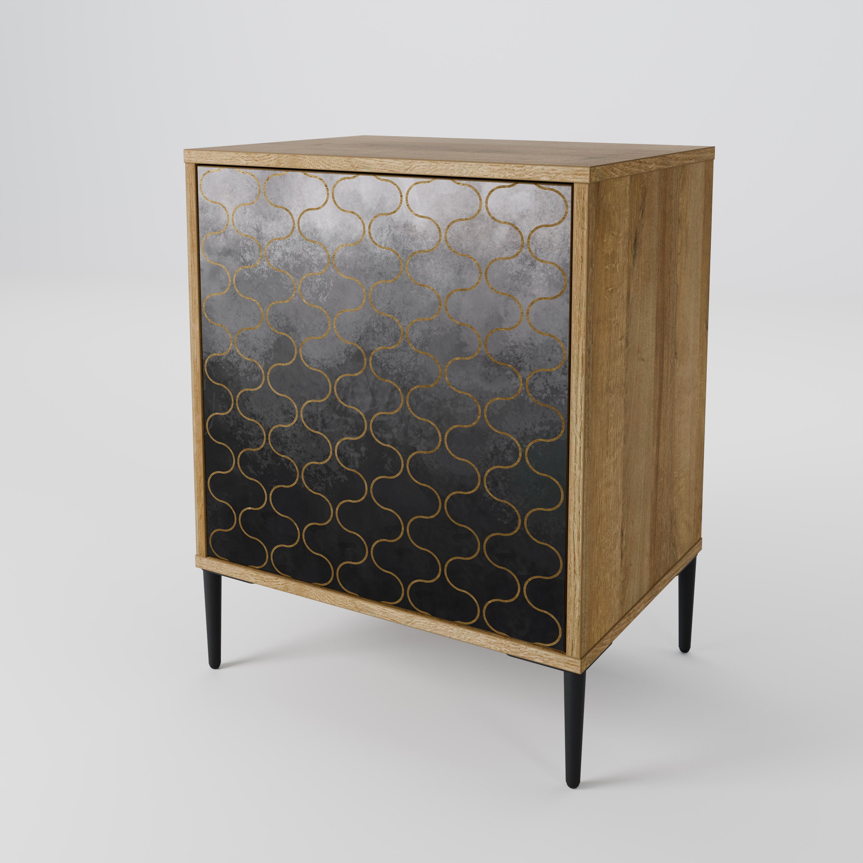 TESSELATED GRAYISH Sideboard mit 1 Tür in Eiche-Optik