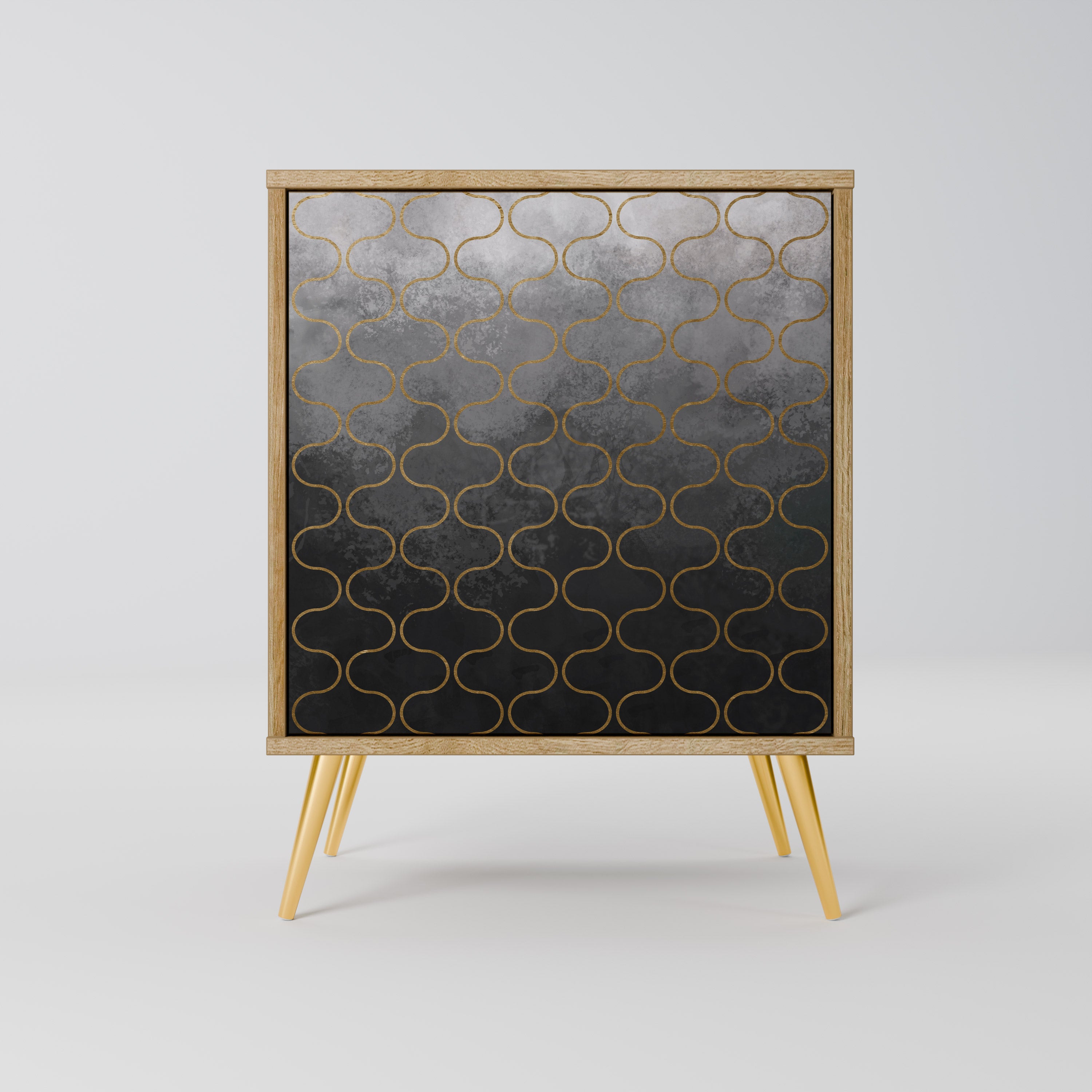 TESSELATED GRAYISH Sideboard mit 1 Tür in Eiche-Optik