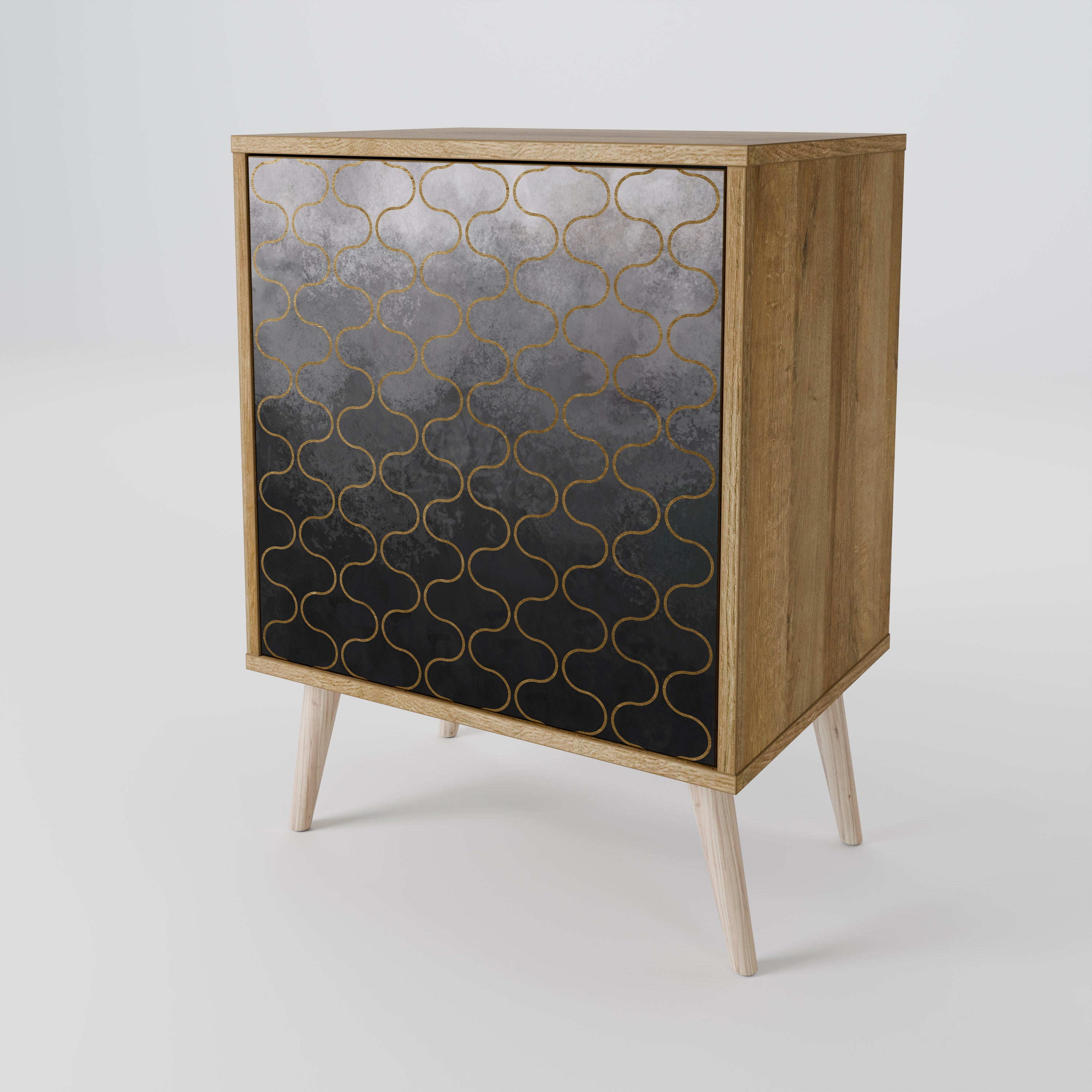 TESSELATED GRAYISH Sideboard mit 1 Tür in Eiche-Optik