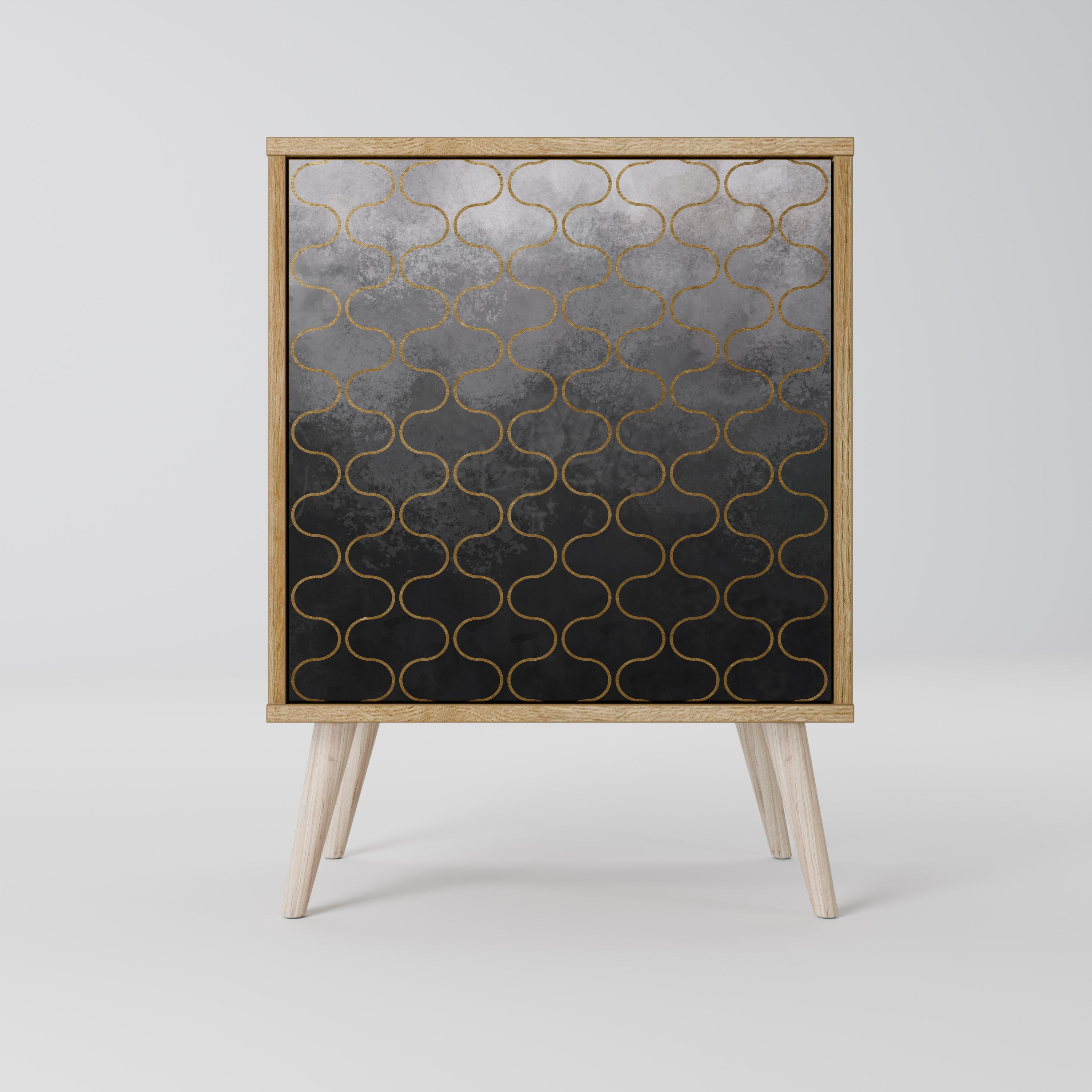 TESSELATED GRAYISH Sideboard mit 1 Tür in Eiche-Optik