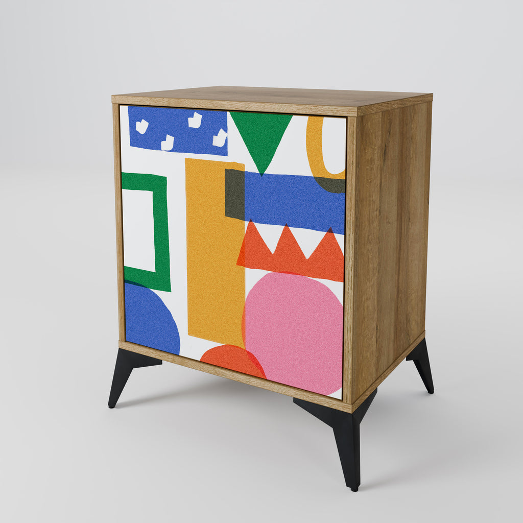 GEOMETRIC GLIMMER Sideboard mit 1 Tür in Eiche-Optik