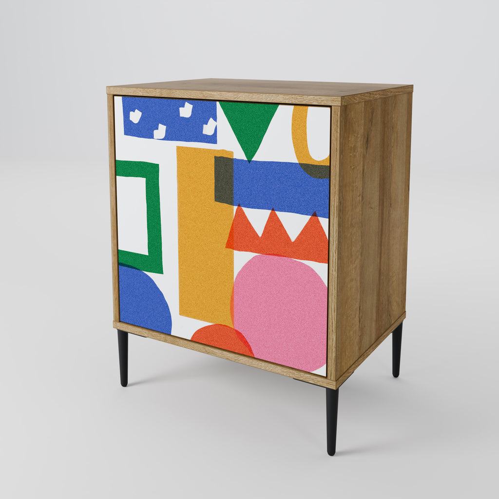 GEOMETRIC GLIMMER Sideboard mit 1 Tür in Eiche-Optik