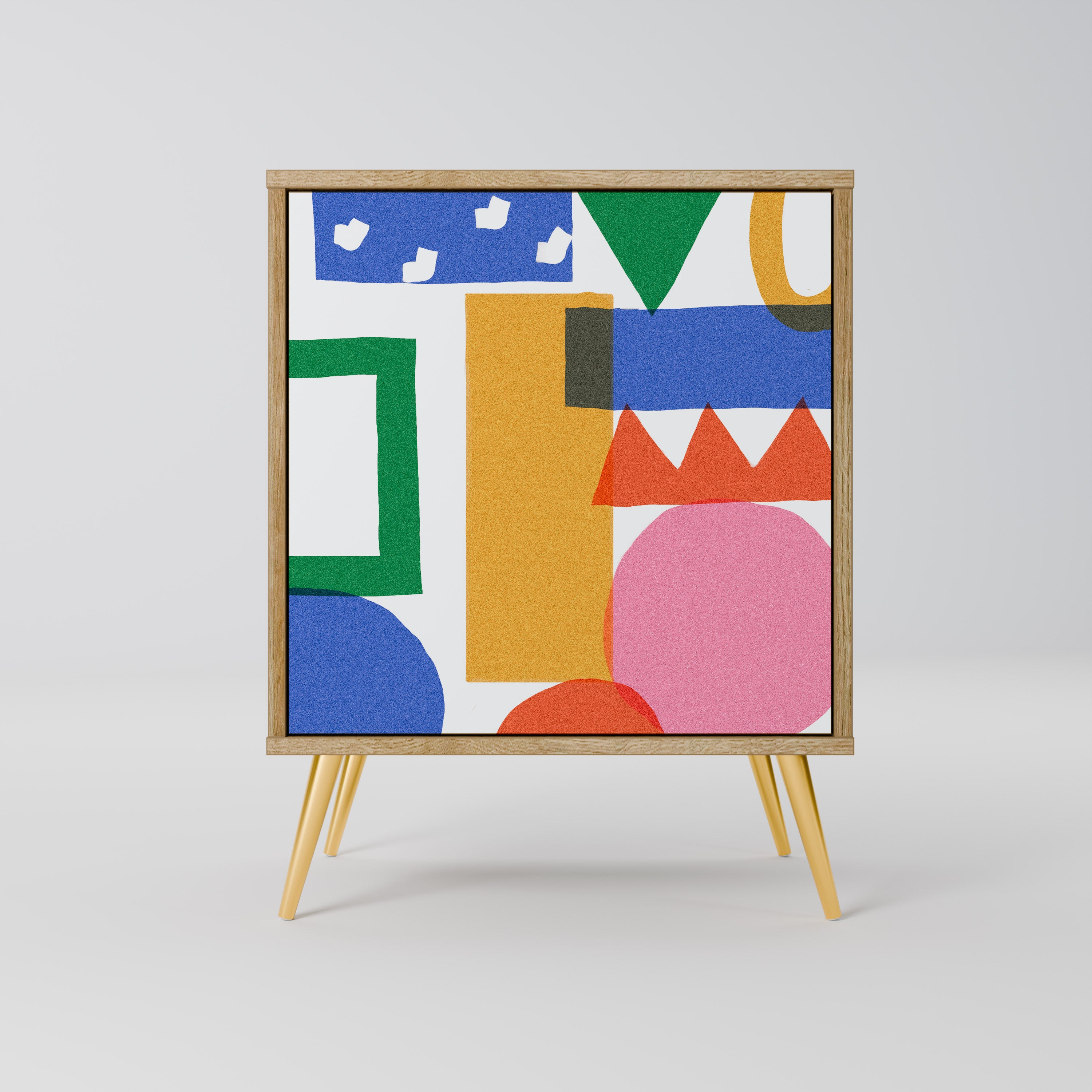 GEOMETRIC GLIMMER Sideboard mit 1 Tür in Eiche-Optik