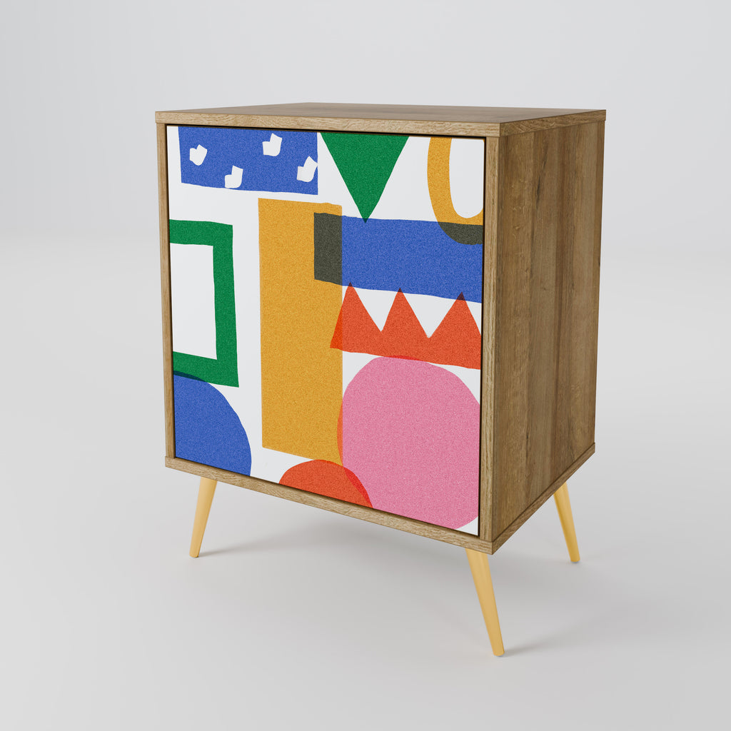 GEOMETRIC GLIMMER Sideboard mit 1 Tür in Eiche-Optik