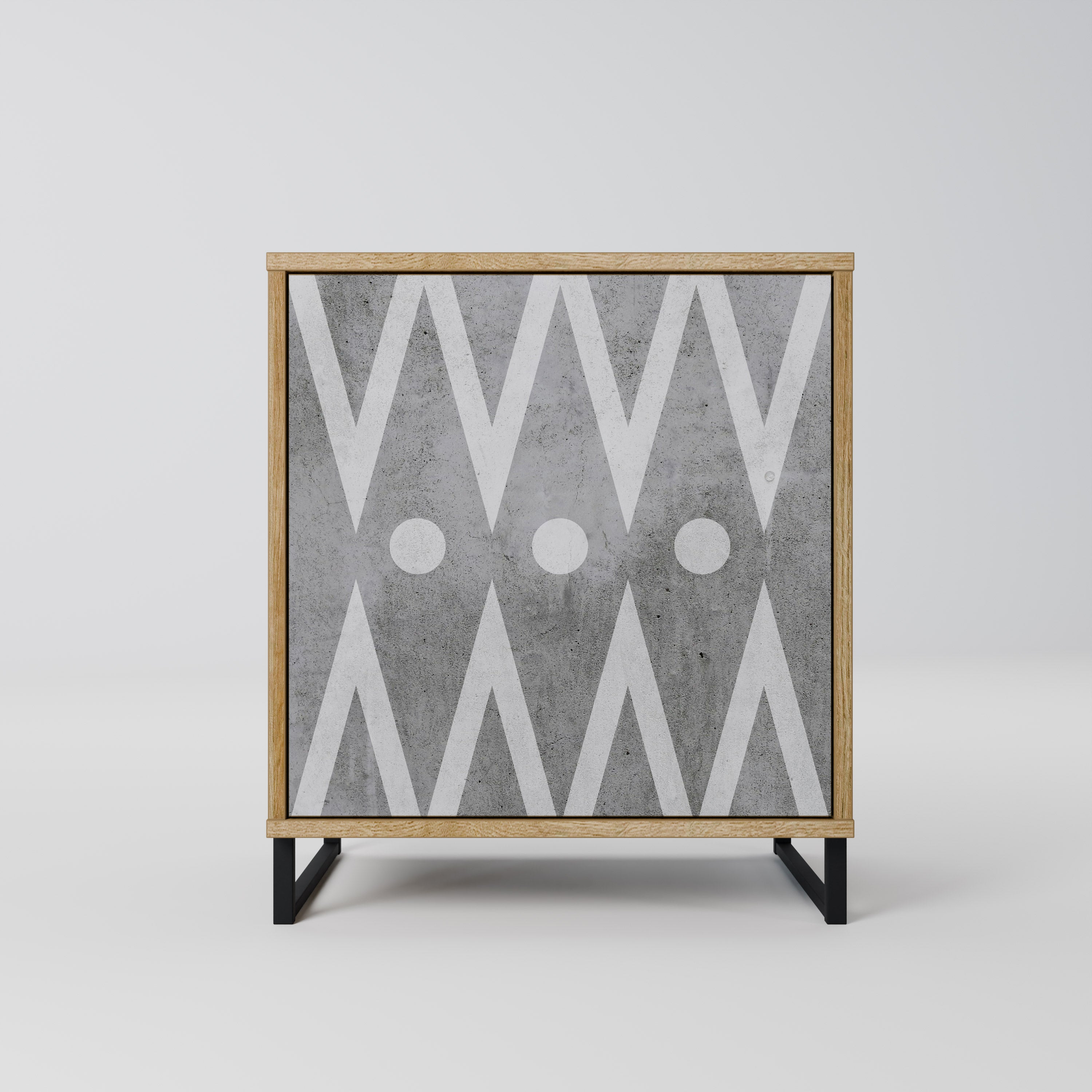 SHARP EDGES Sideboard mit 1 Tür in Eiche-Optik