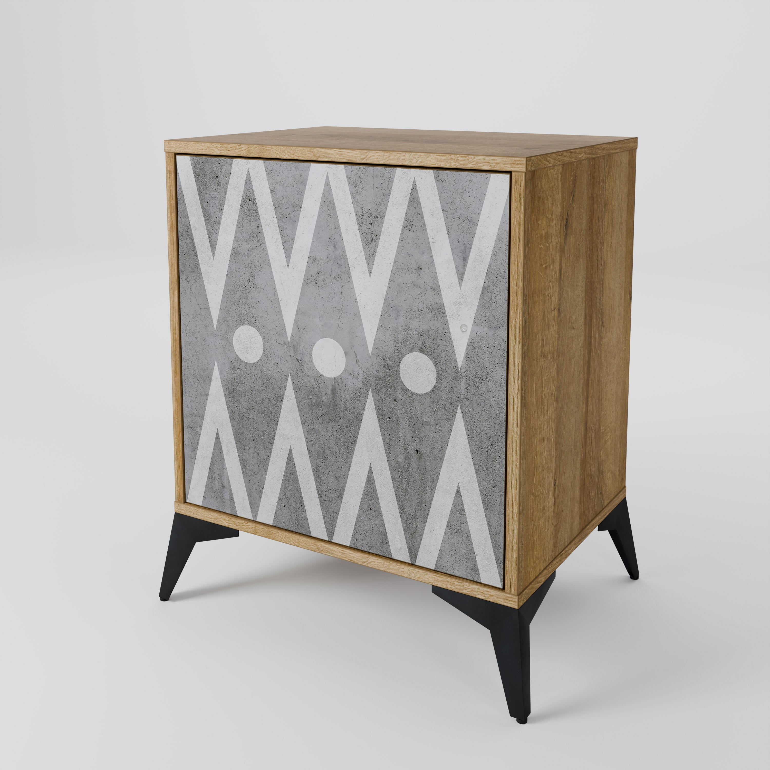 SHARP EDGES Sideboard mit 1 Tür in Eiche-Optik