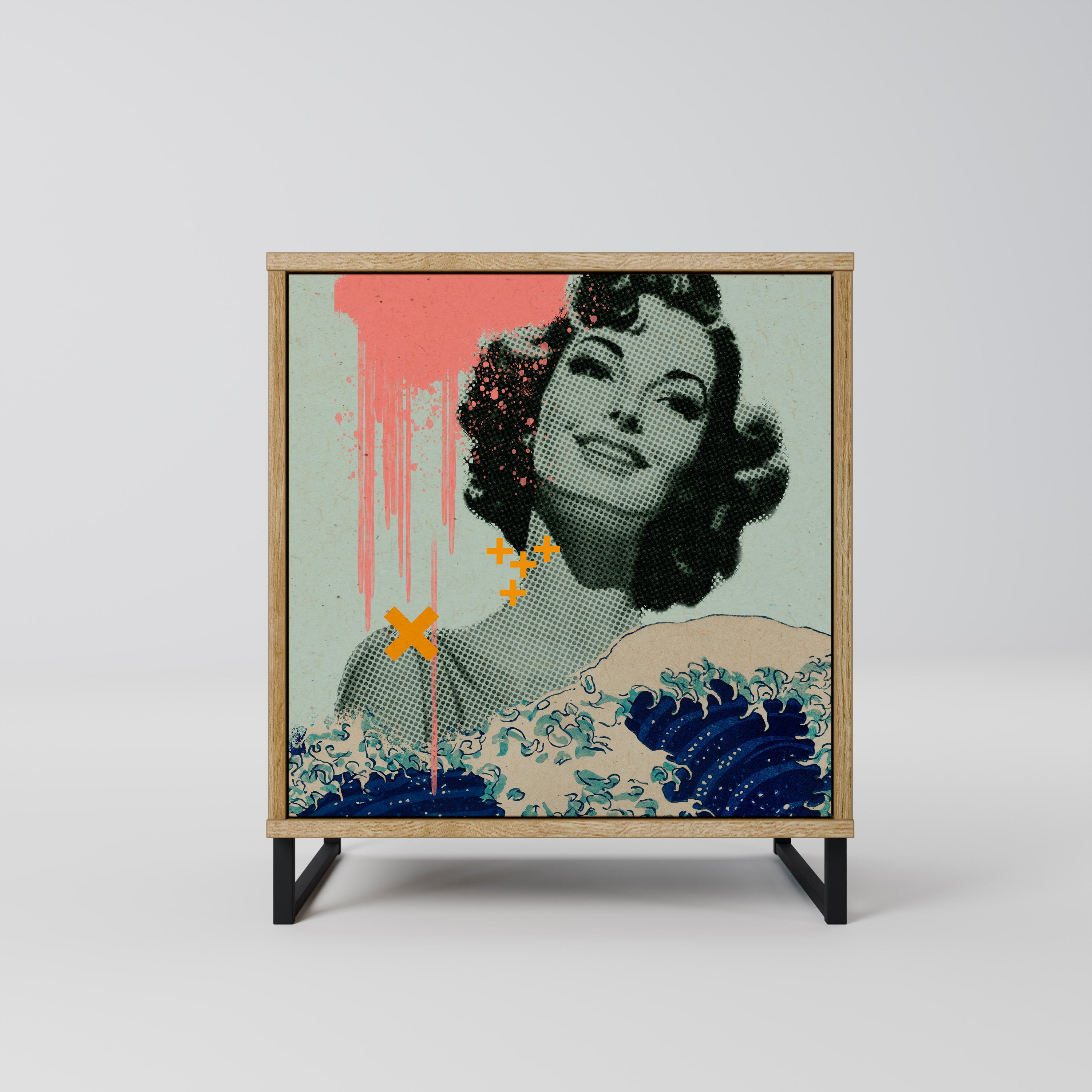 KANAGAWA BEAUTY Sideboard mit 1 Tür in Eiche-Optik