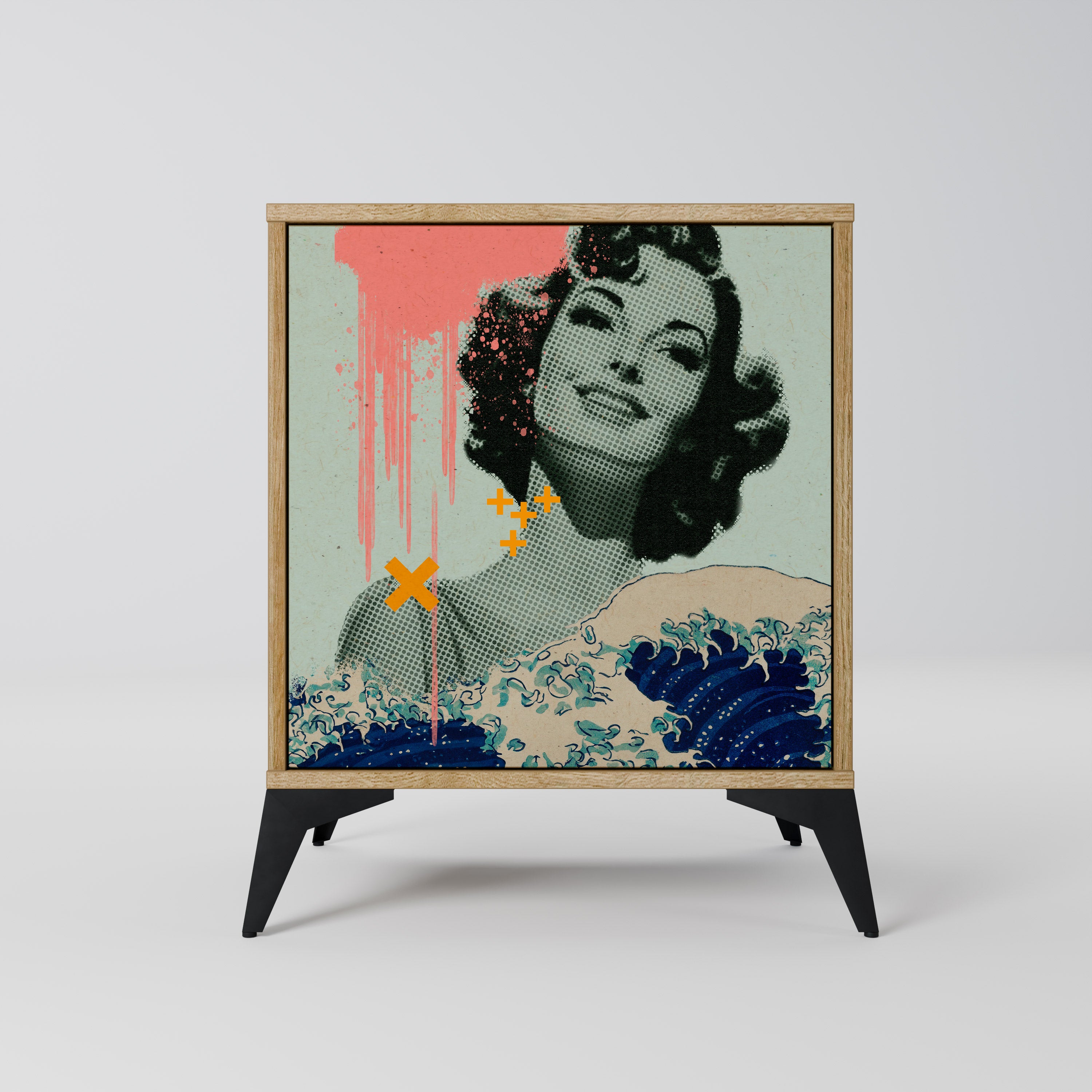 KANAGAWA BEAUTY Sideboard mit 1 Tür in Eiche-Optik