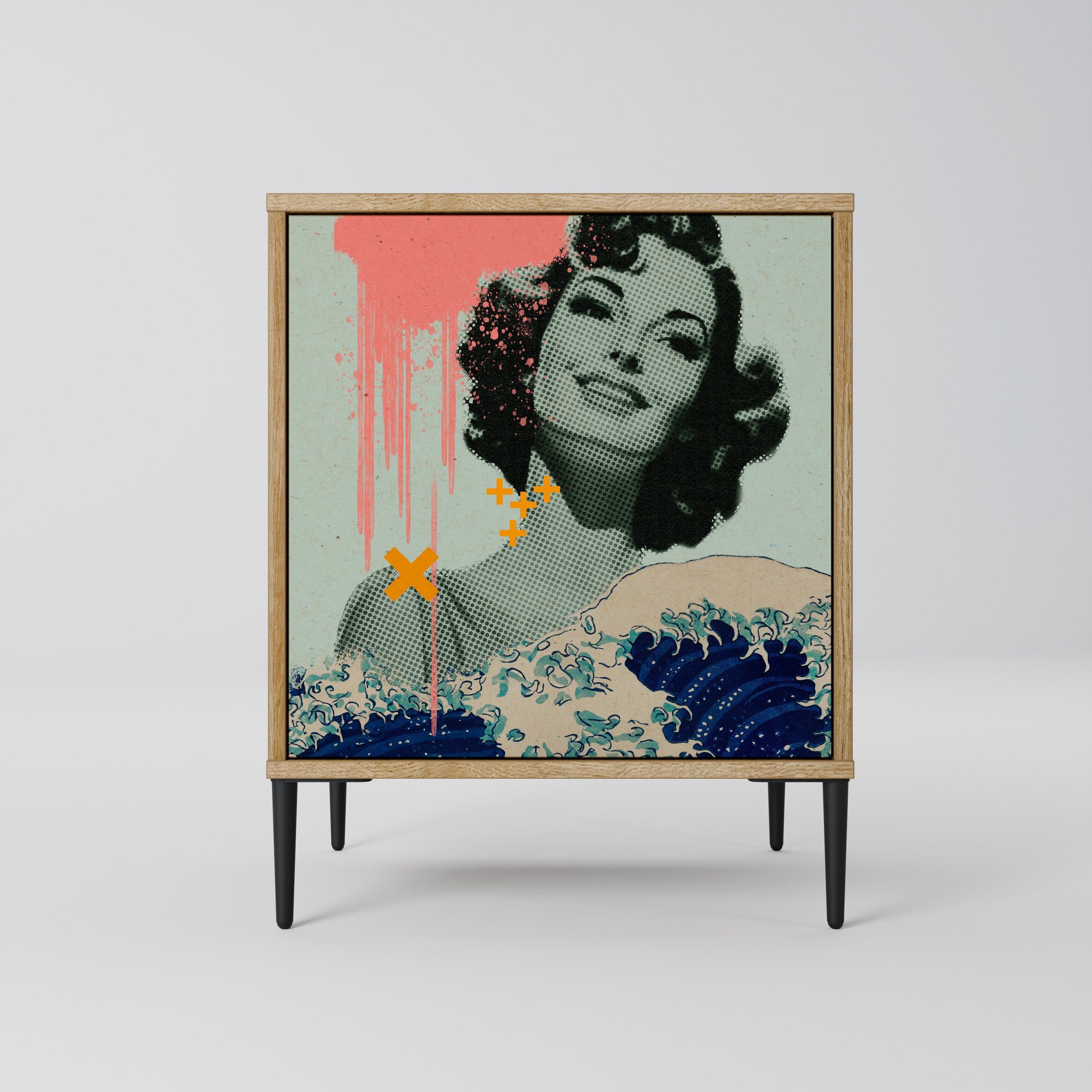 KANAGAWA BEAUTY Sideboard mit 1 Tür in Eiche-Optik