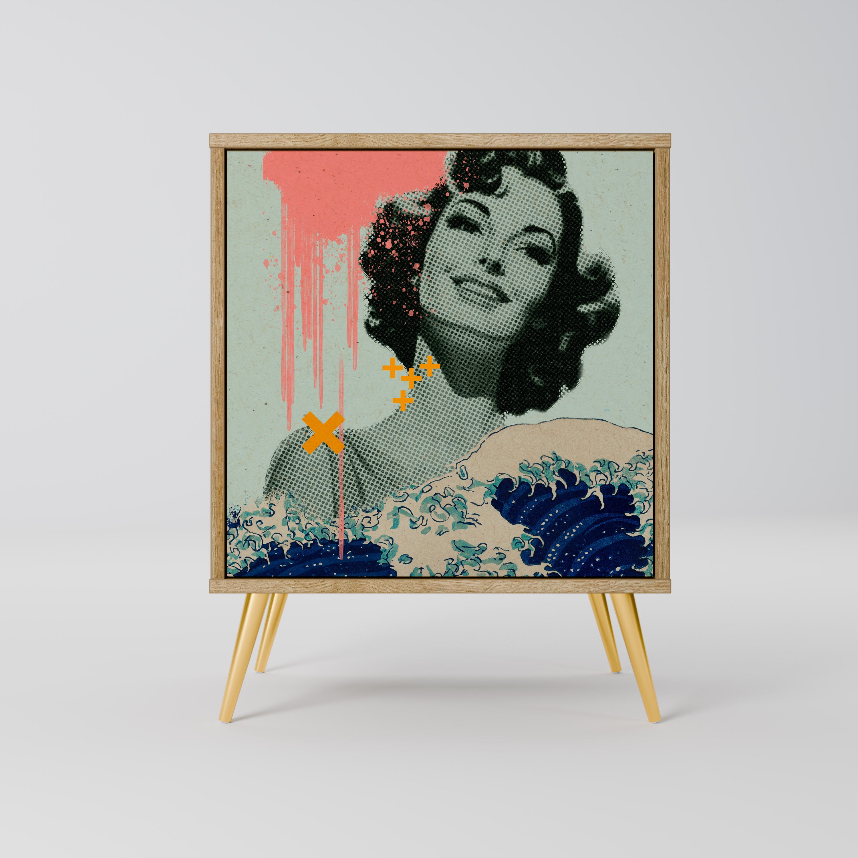 KANAGAWA BEAUTY Sideboard mit 1 Tür in Eiche-Optik