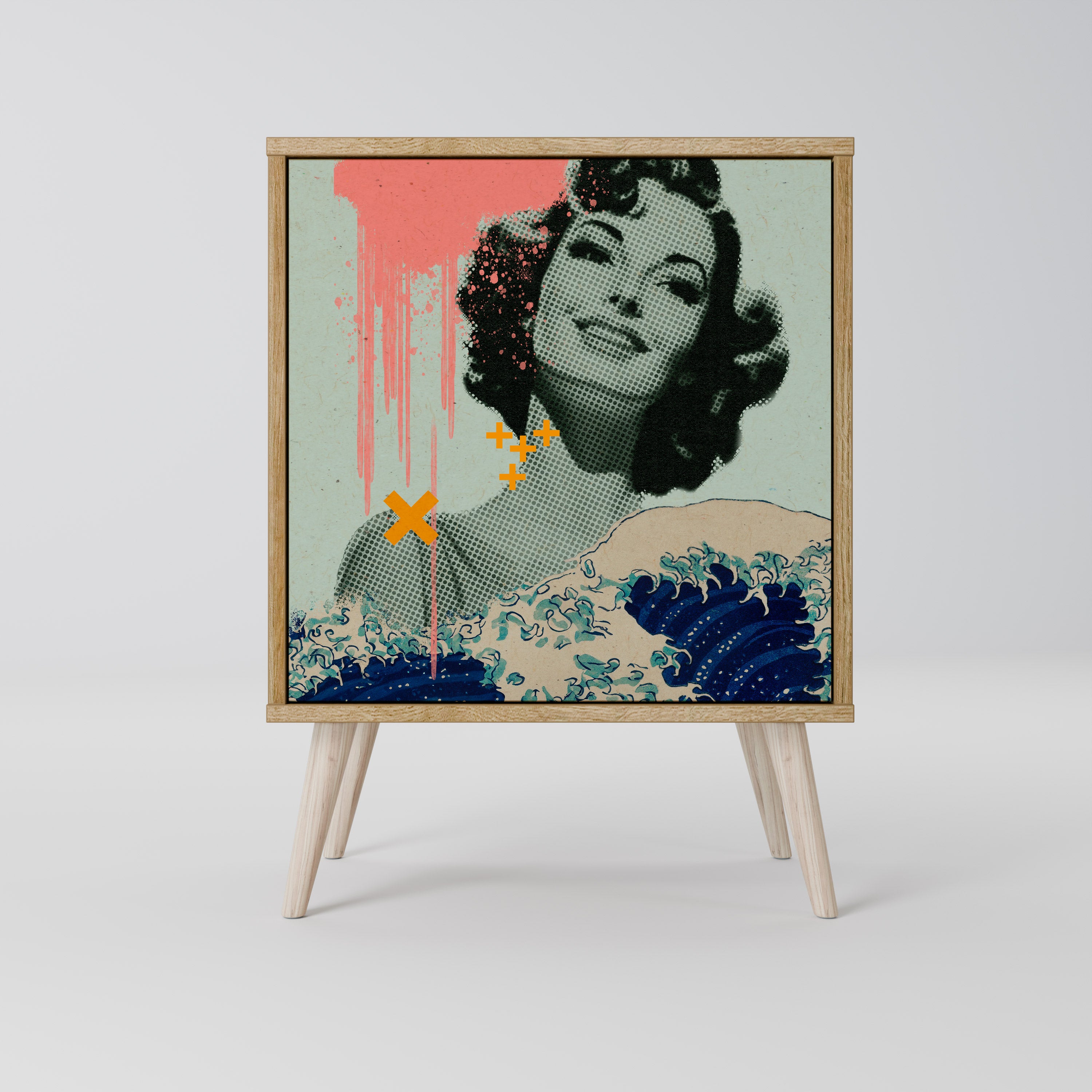 KANAGAWA BEAUTY Sideboard mit 1 Tür in Eiche-Optik