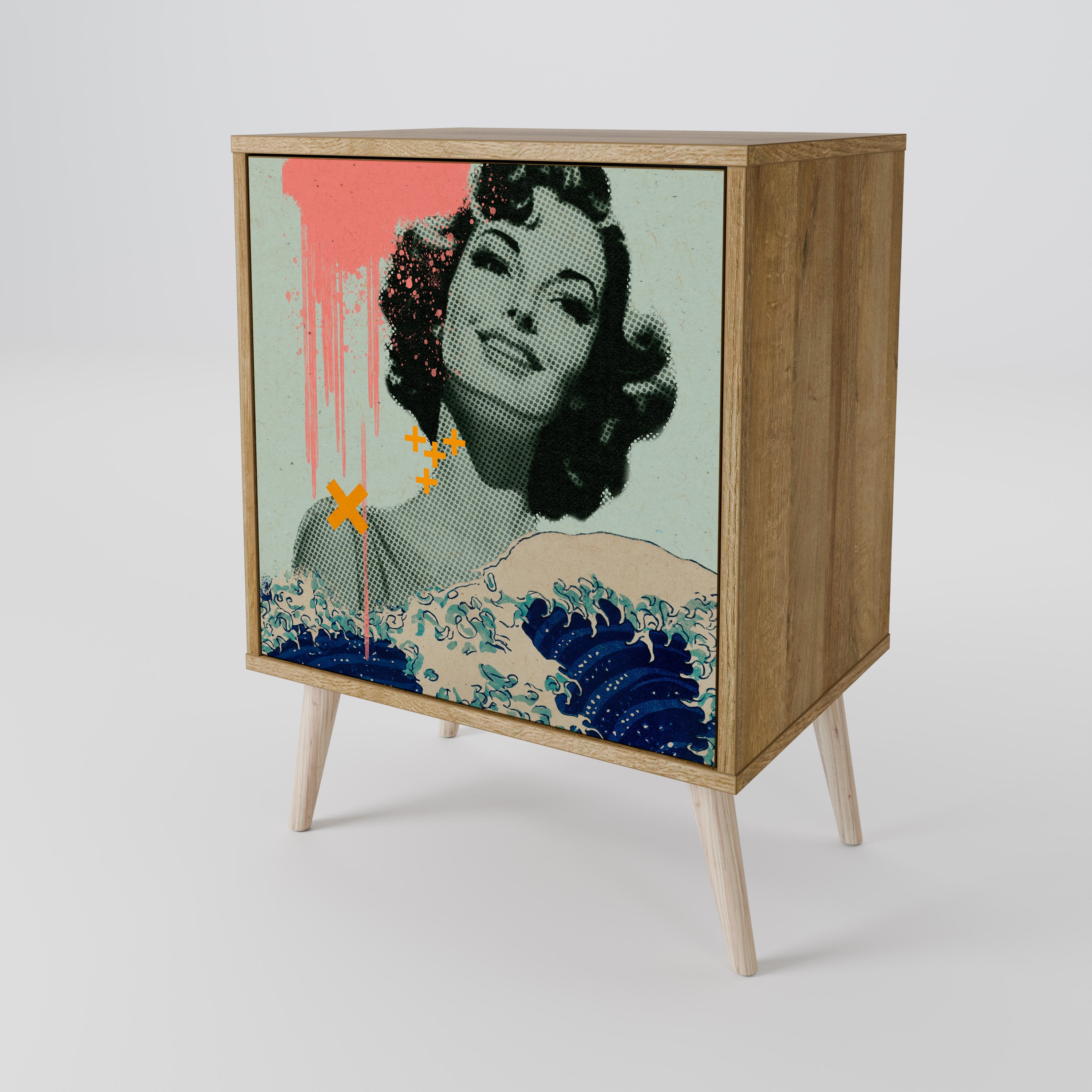 KANAGAWA BEAUTY Sideboard mit 1 Tür in Eiche-Optik