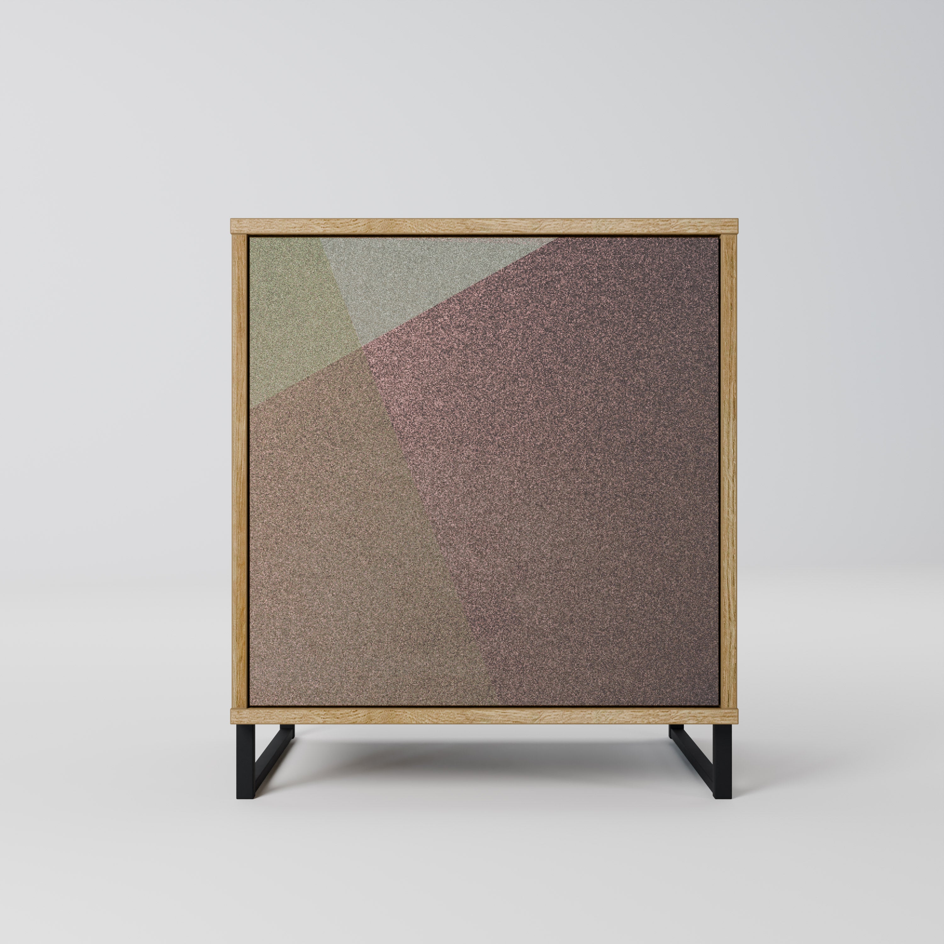 BEIGE GEOMETRY Sideboard mit 1 Tür in Eiche-Optik