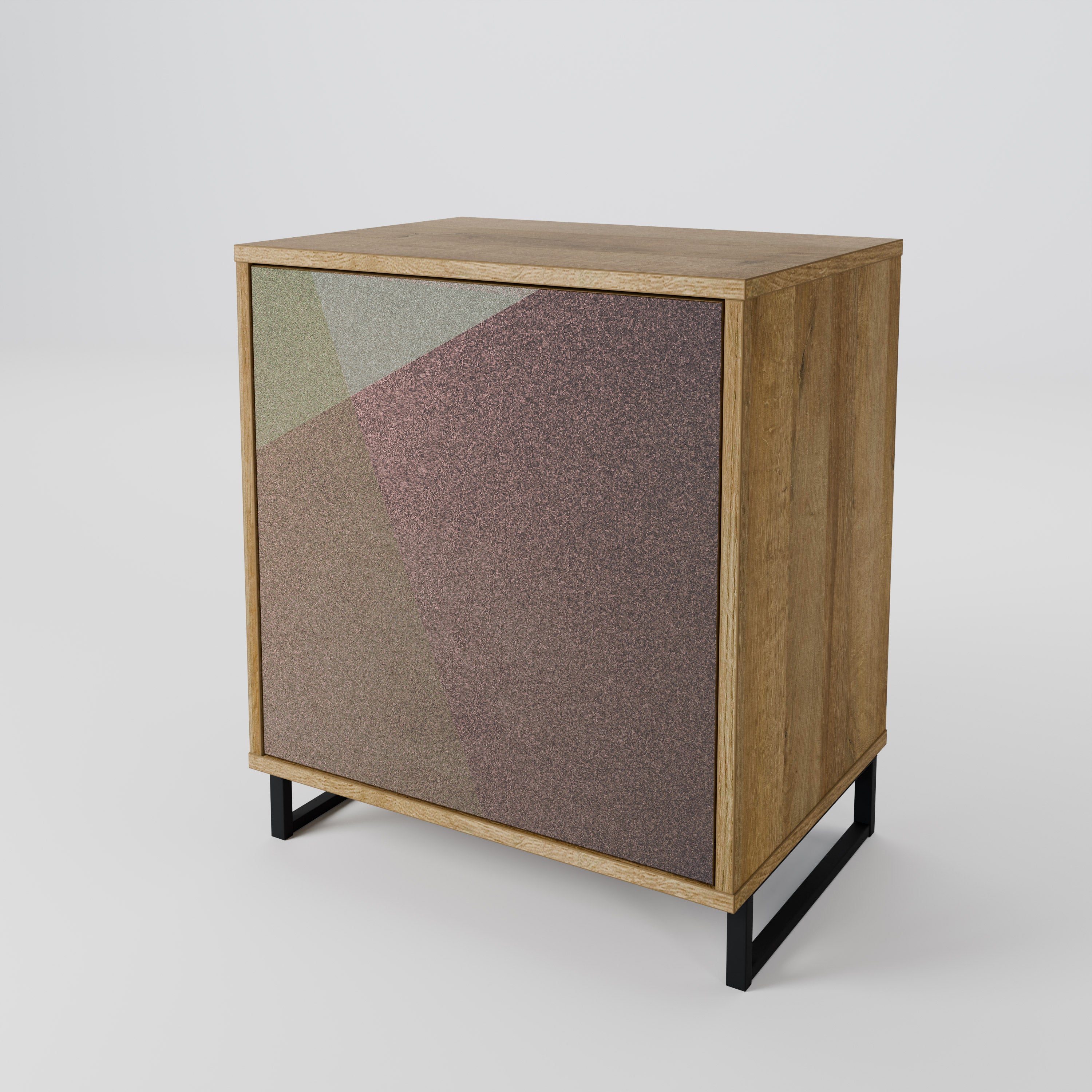 BEIGE GEOMETRY Sideboard mit 1 Tür in Eiche-Optik