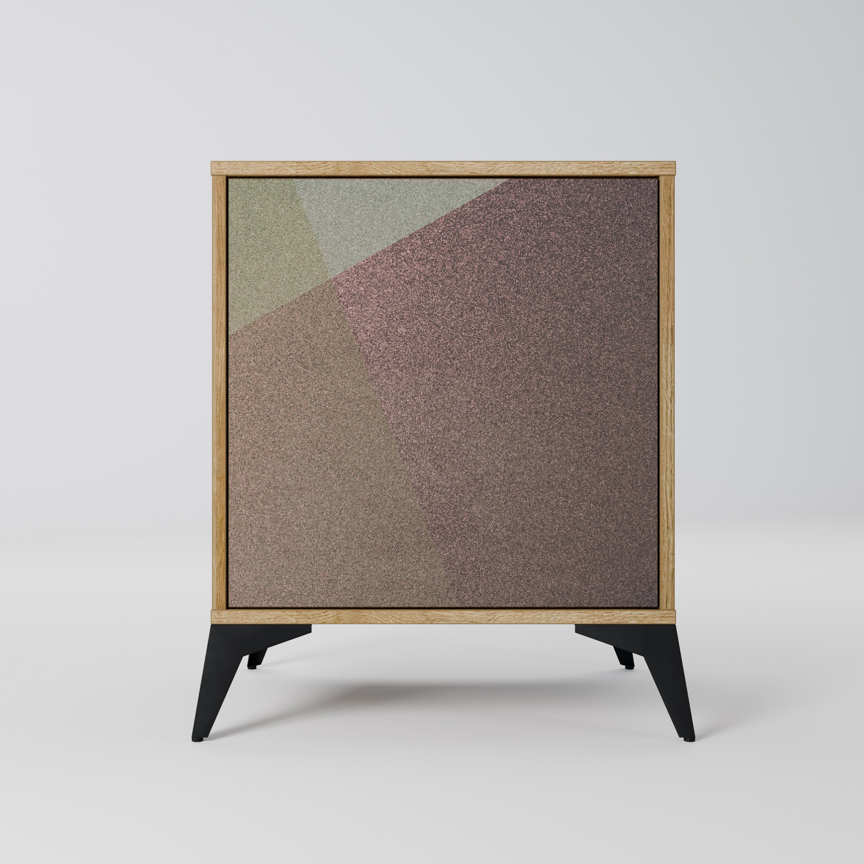 BEIGE GEOMETRY Sideboard mit 1 Tür in Eiche-Optik