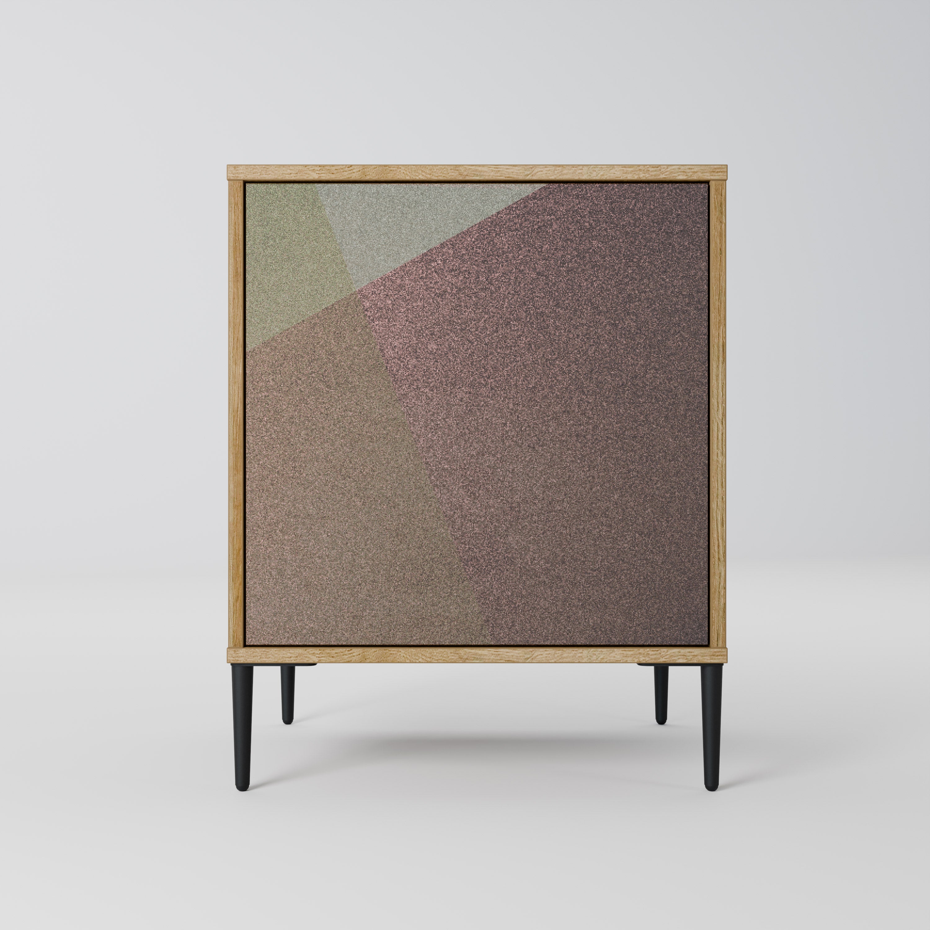 BEIGE GEOMETRY Sideboard mit 1 Tür in Eiche-Optik