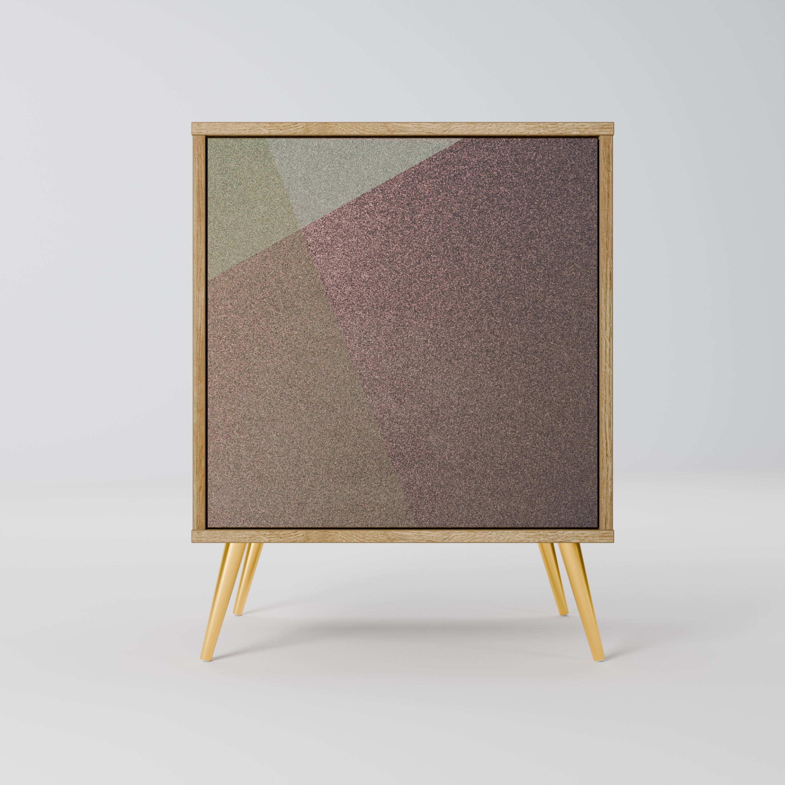 BEIGE GEOMETRY Sideboard mit 1 Tür in Eiche-Optik