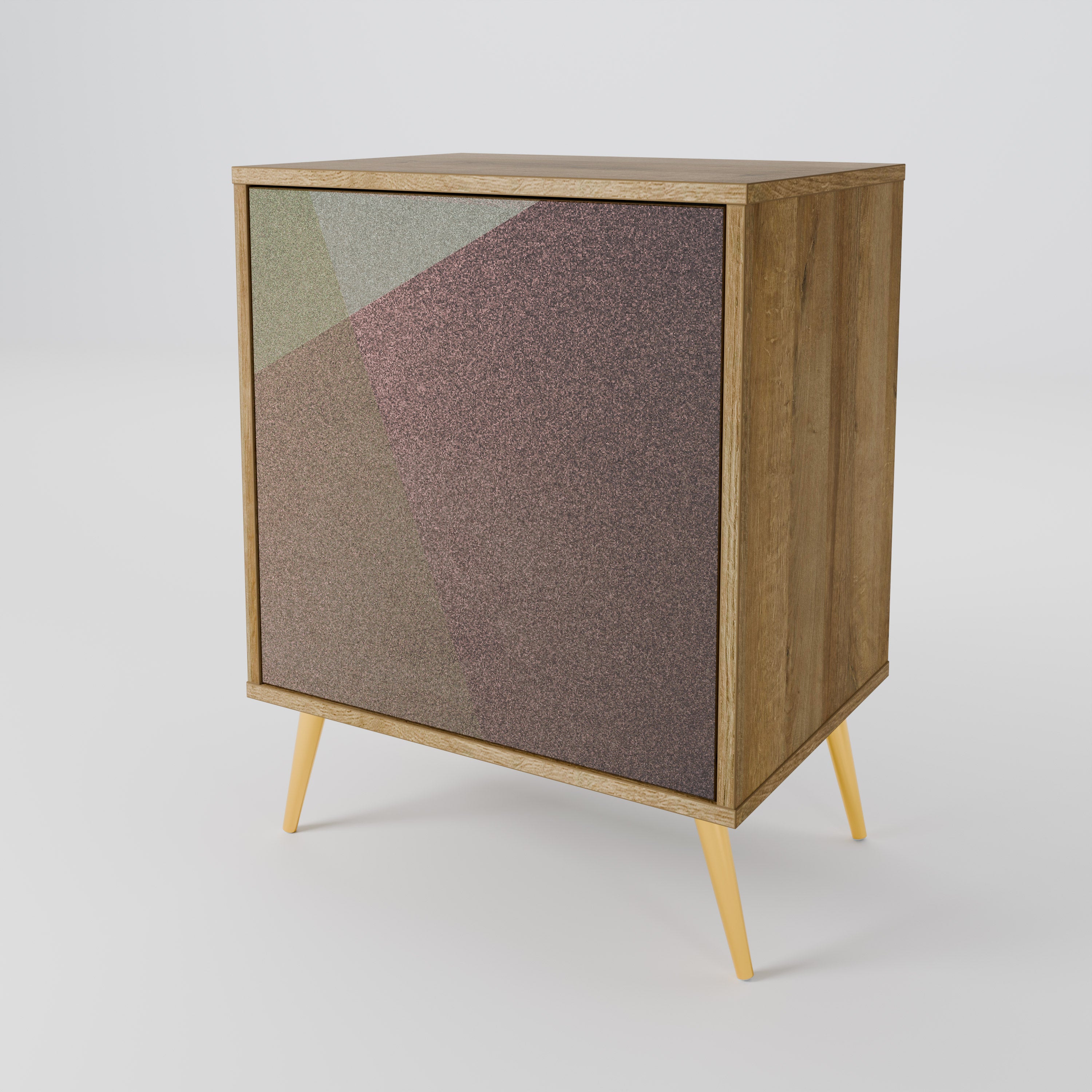 BEIGE GEOMETRY Sideboard mit 1 Tür in Eiche-Optik