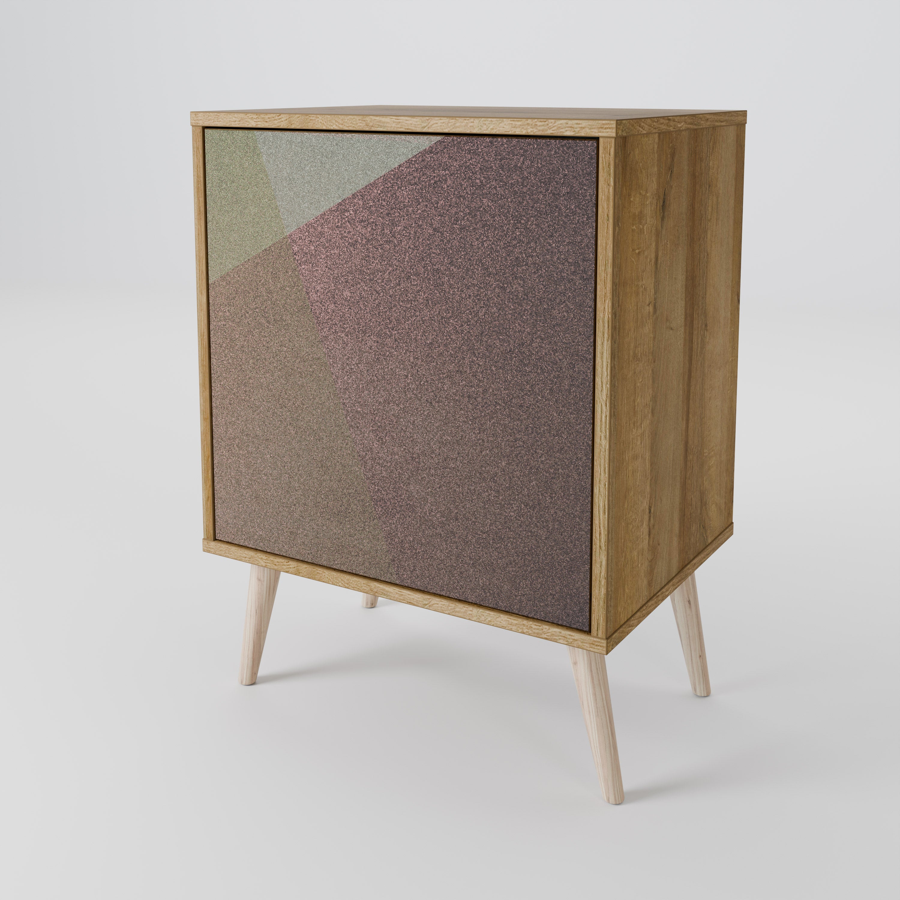BEIGE GEOMETRY Sideboard mit 1 Tür in Eiche-Optik