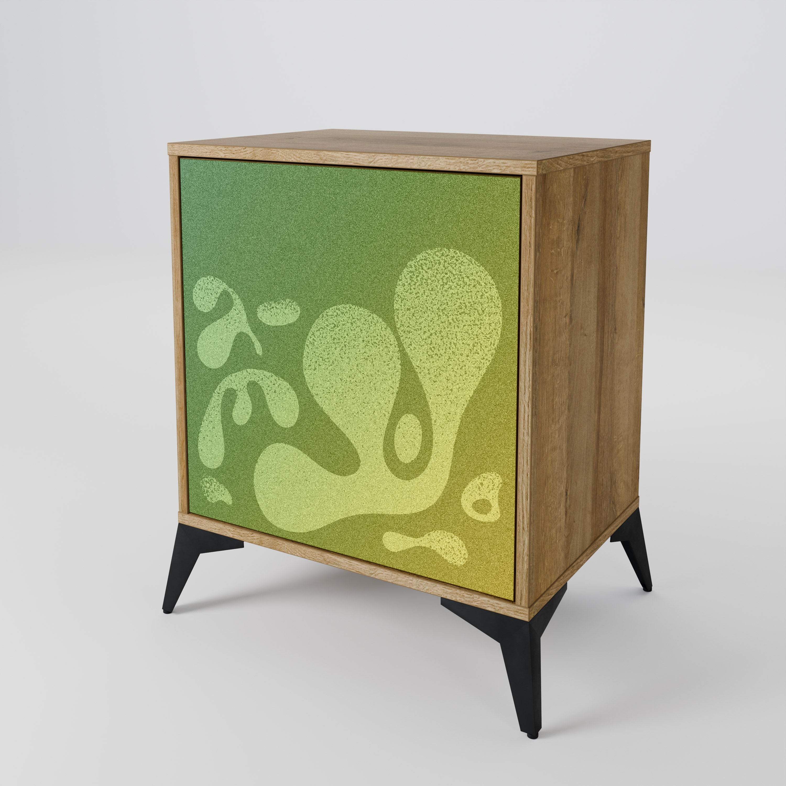 IRREGULAR BLUE Sideboard mit 1 Tür in Eiche-Optik