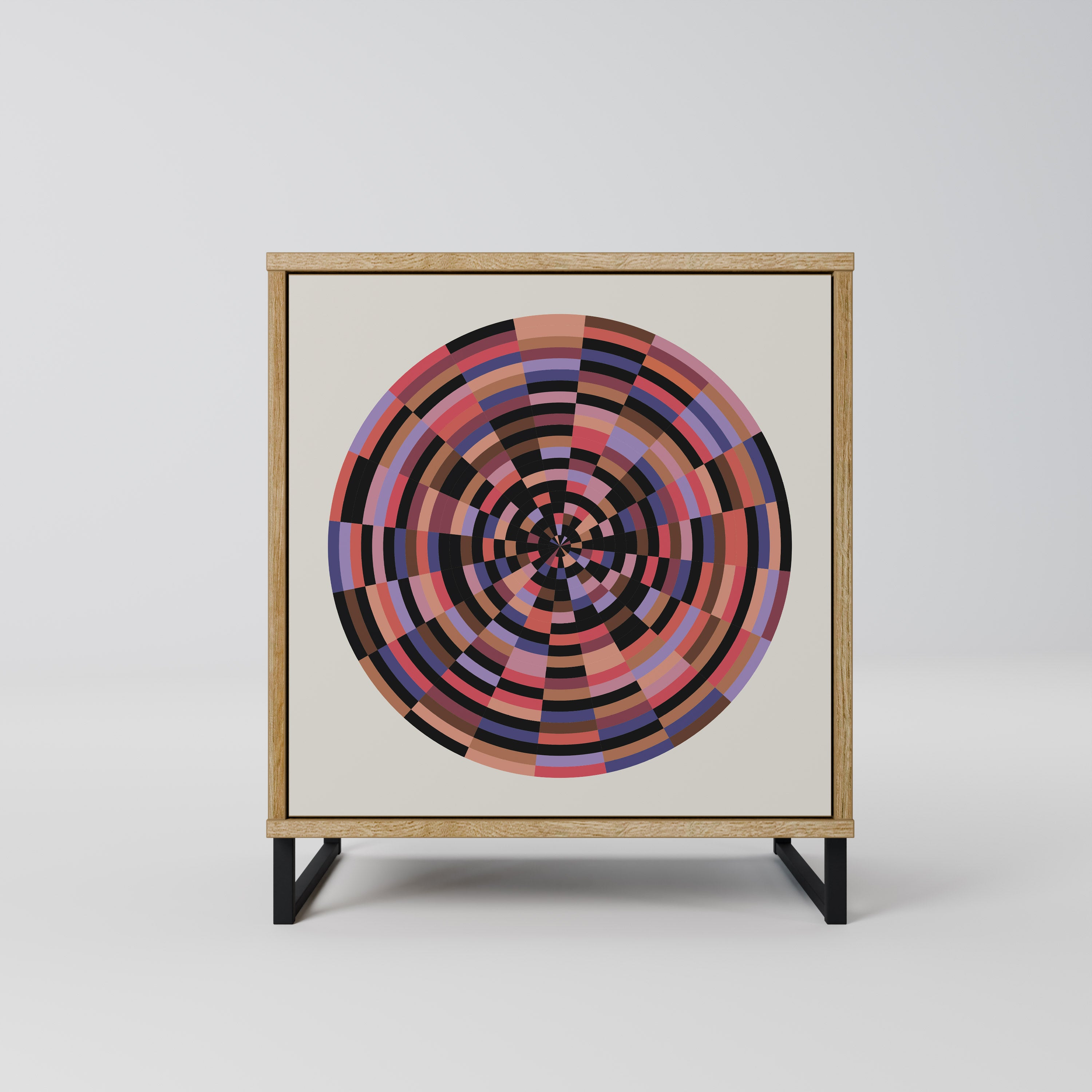 BROWN CIRCLES Sideboard mit 1 Tür in Eiche-Optik