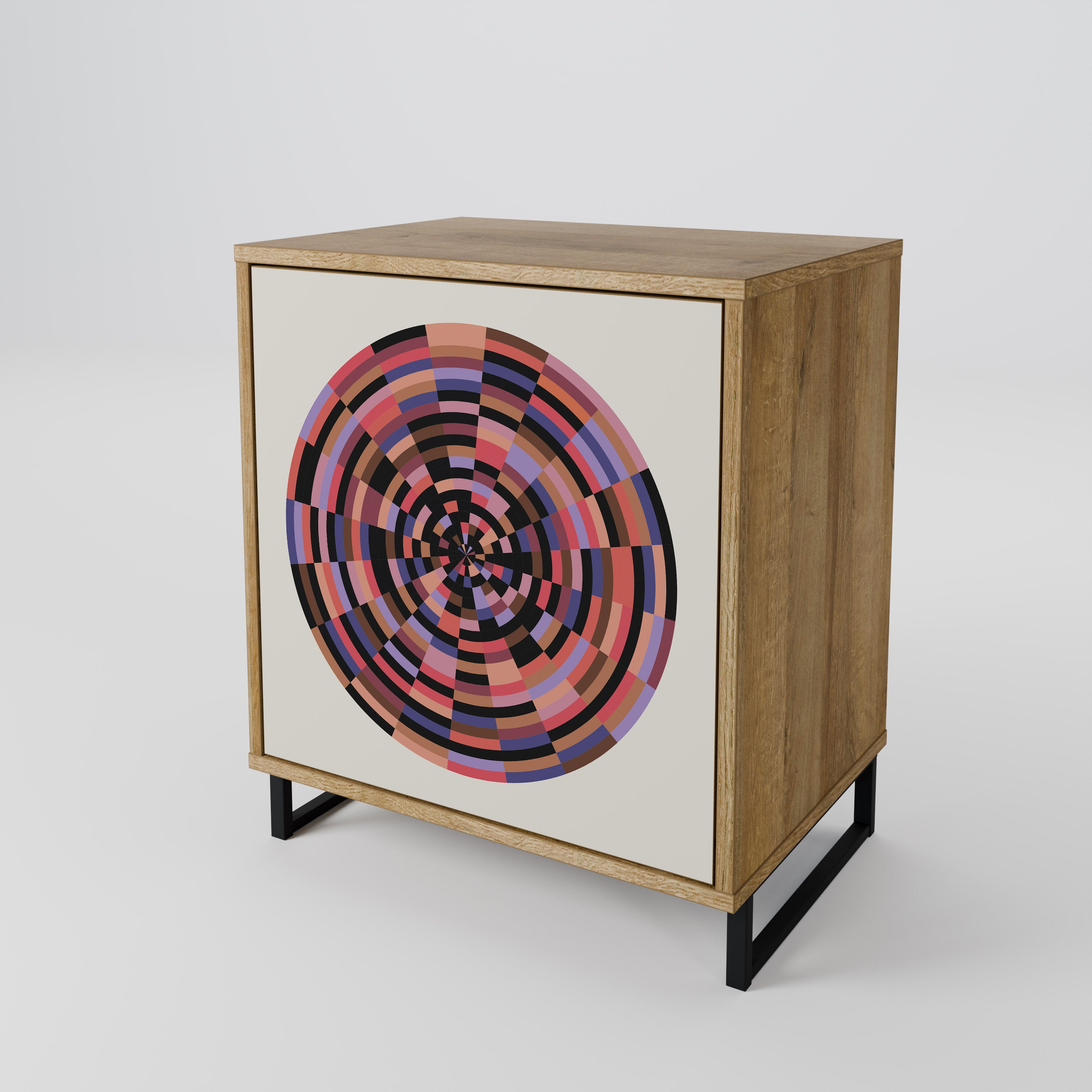 BROWN CIRCLES Sideboard mit 1 Tür in Eiche-Optik