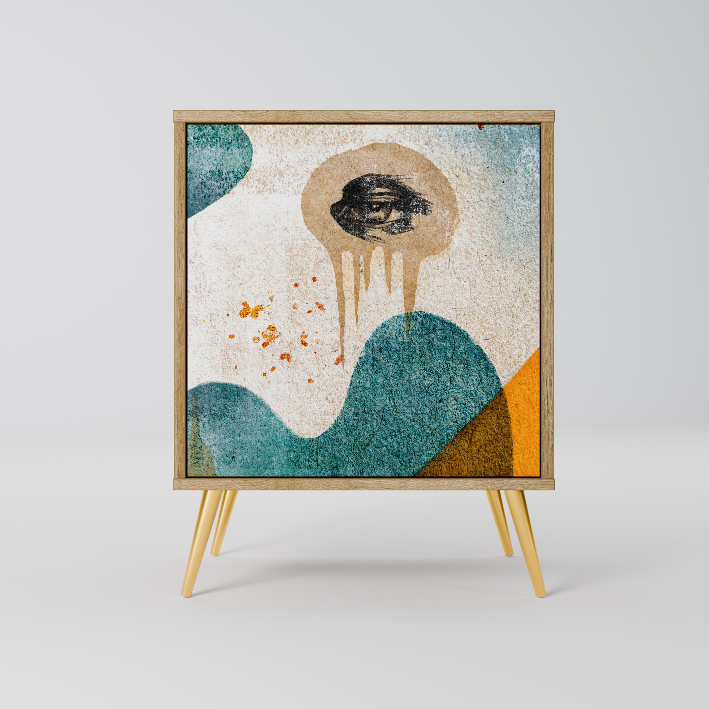 ABSTRACT FACES Sideboard mit 1 Tür in Eiche-Optik