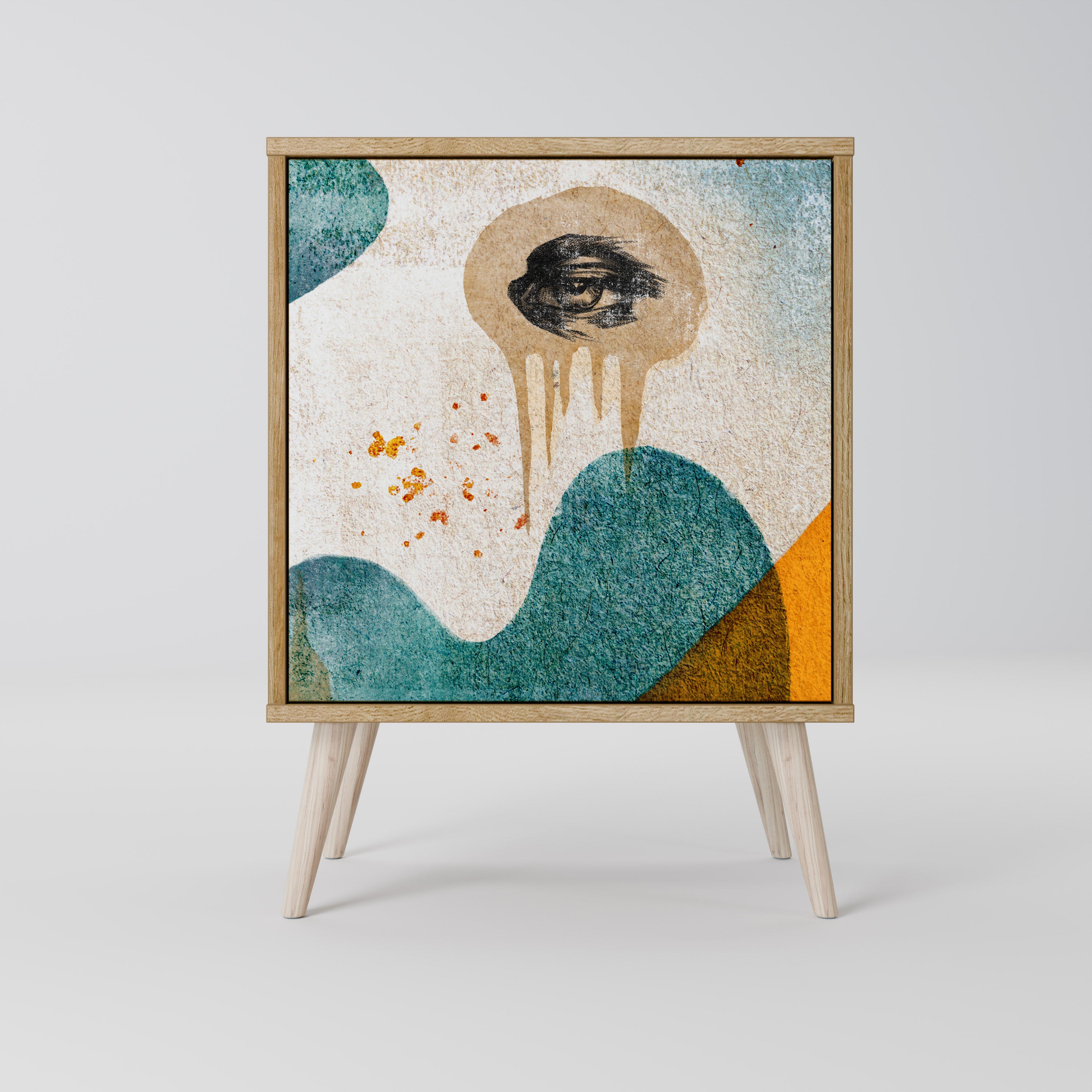 ABSTRACT FACES Sideboard mit 1 Tür in Eiche-Optik