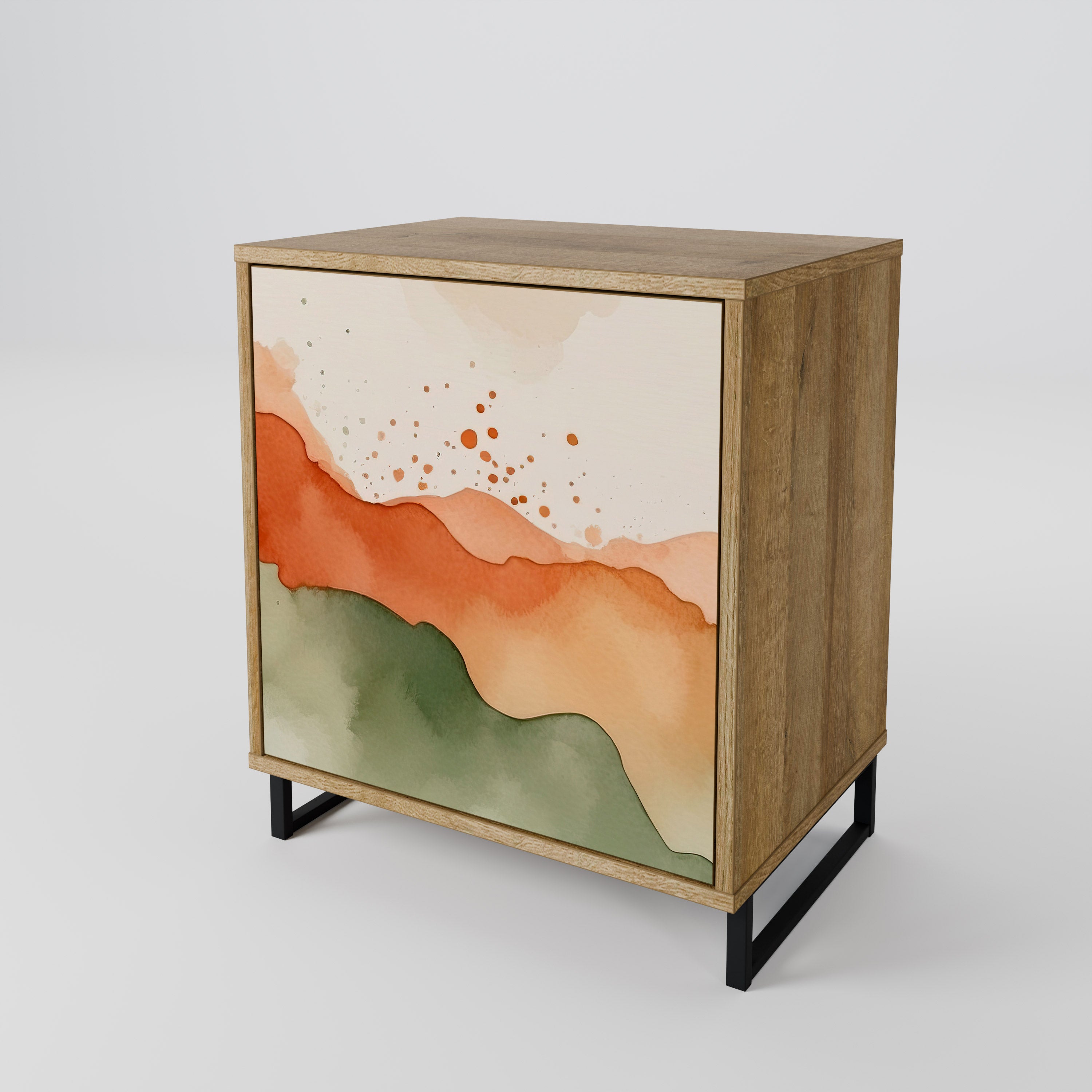 WATERCOLOUR PEAKS Sideboard mit 1 Tür in Eiche-Optik