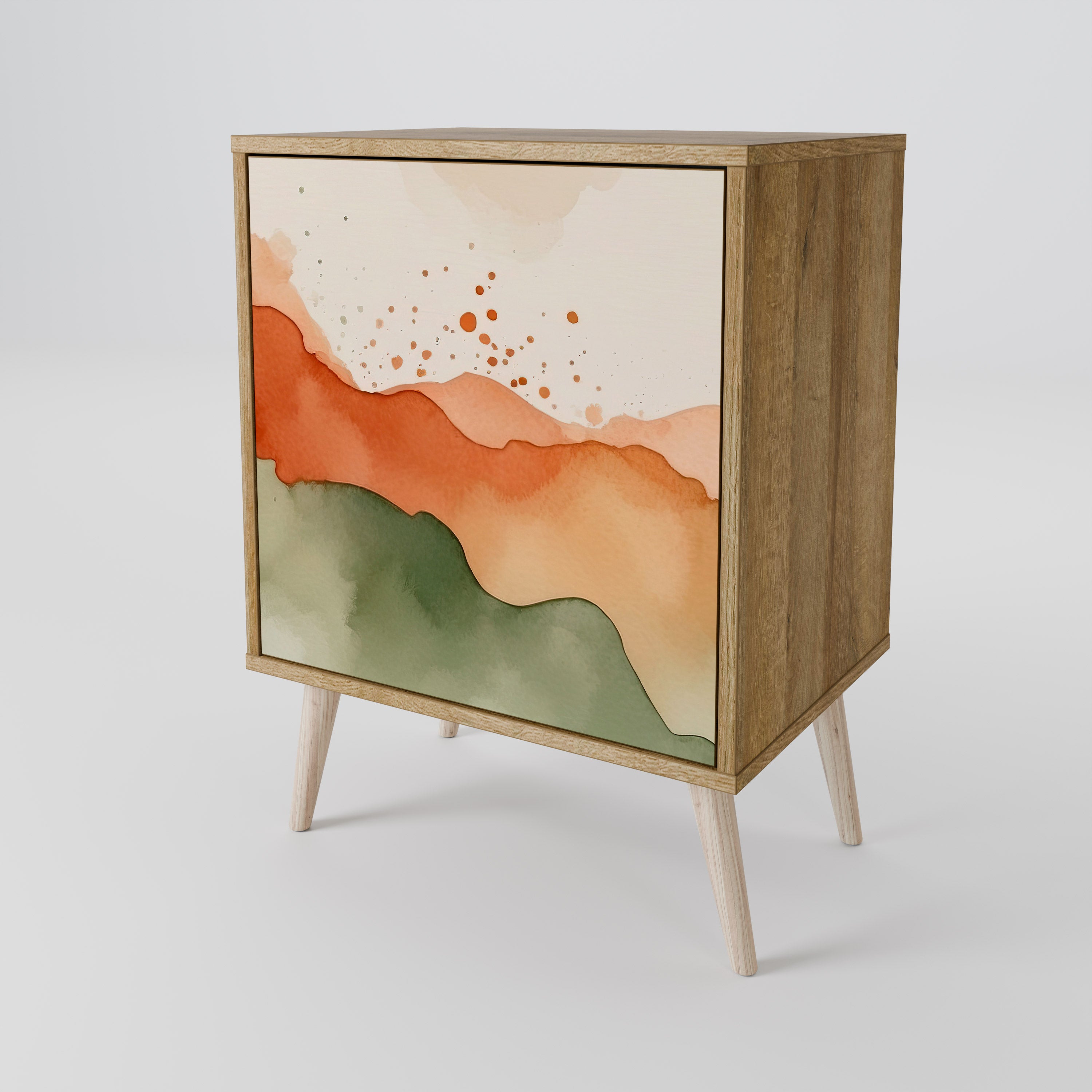WATERCOLOUR PEAKS Sideboard mit 1 Tür in Eiche-Optik