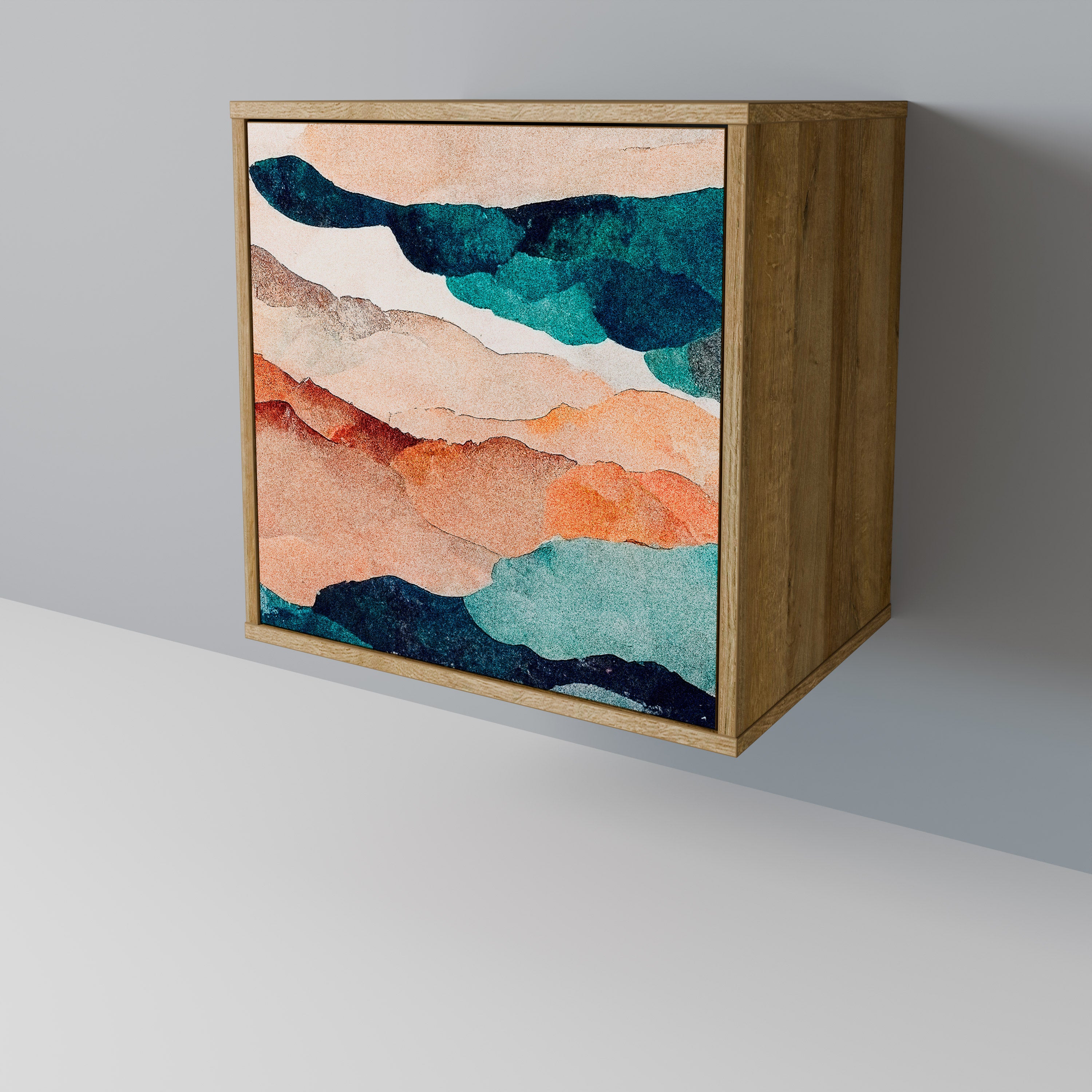 ABSTRACT LANDSCAPE Sideboard mit 1 Tür in Eiche-Optik