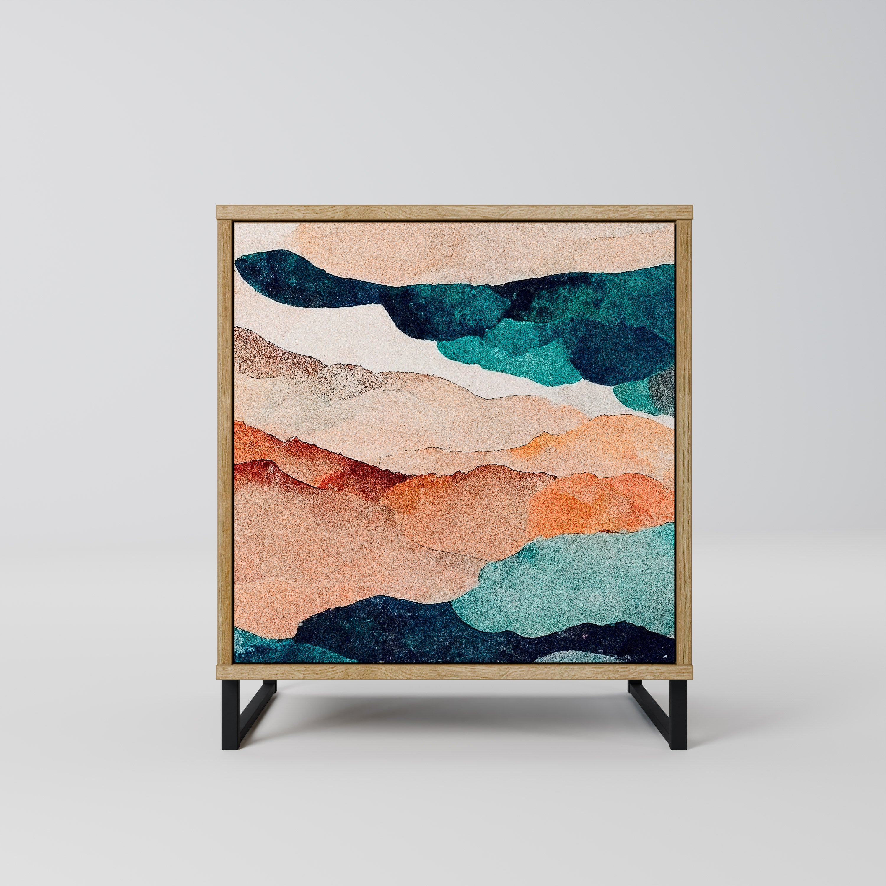 ABSTRACT LANDSCAPE Sideboard mit 1 Tür in Eiche-Optik