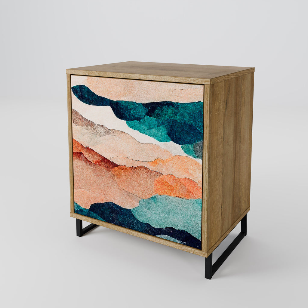 ABSTRACT LANDSCAPE Sideboard mit 1 Tür in Eiche-Optik