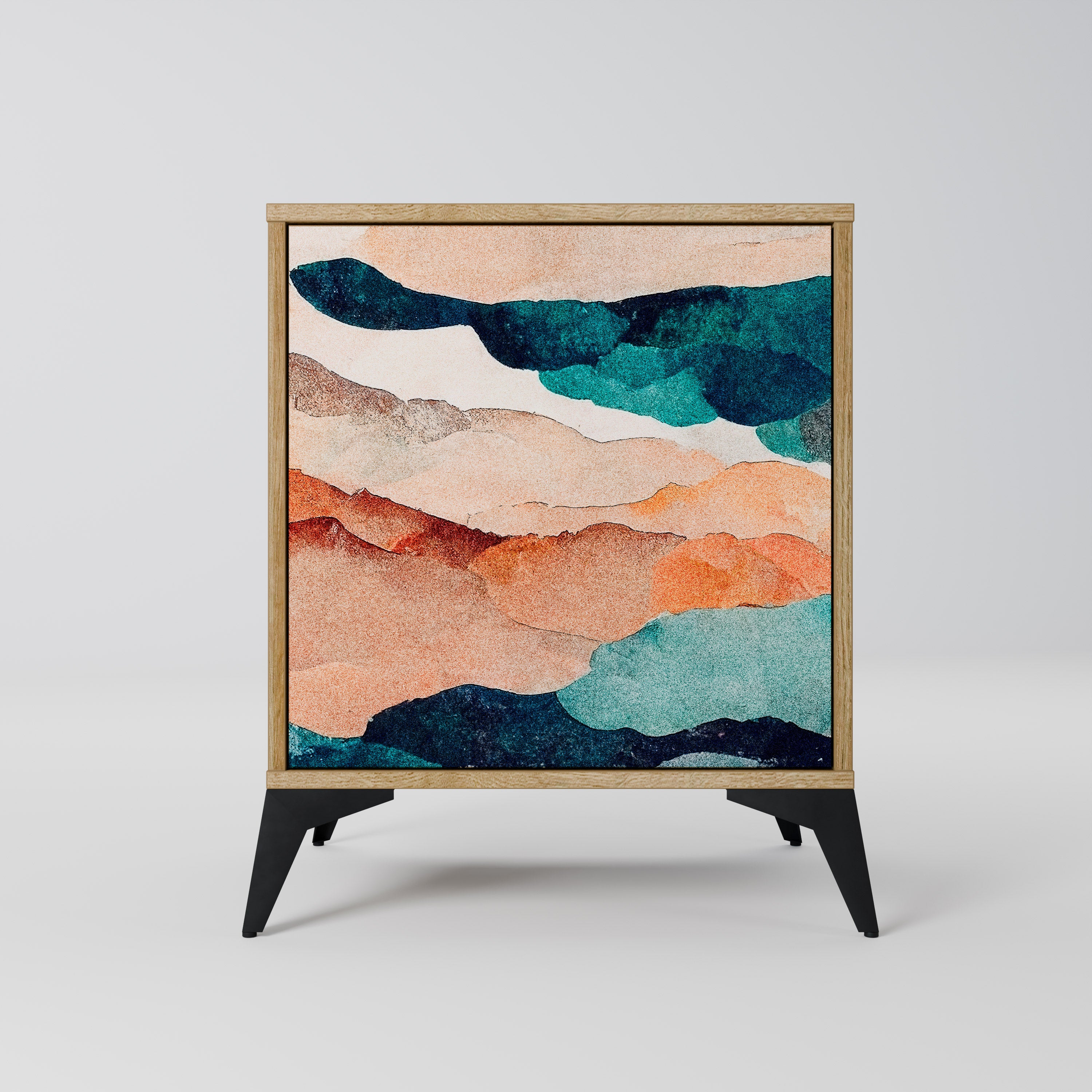 ABSTRACT LANDSCAPE Sideboard mit 1 Tür in Eiche-Optik