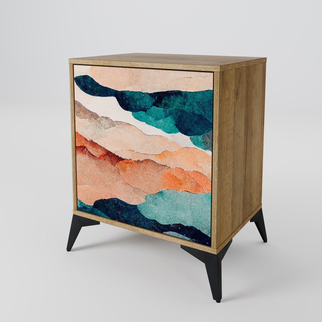 ABSTRACT LANDSCAPE Sideboard mit 1 Tür in Eiche-Optik
