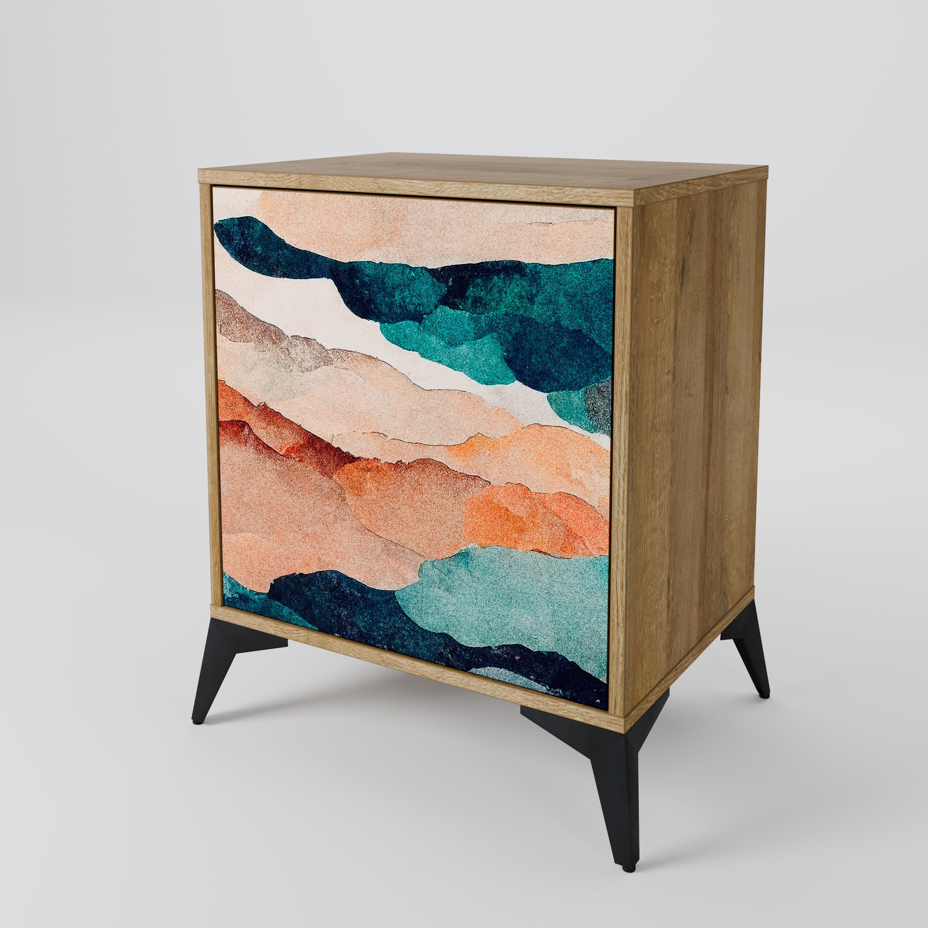 ABSTRACT LANDSCAPE Sideboard mit 1 Tür in Eiche-Optik