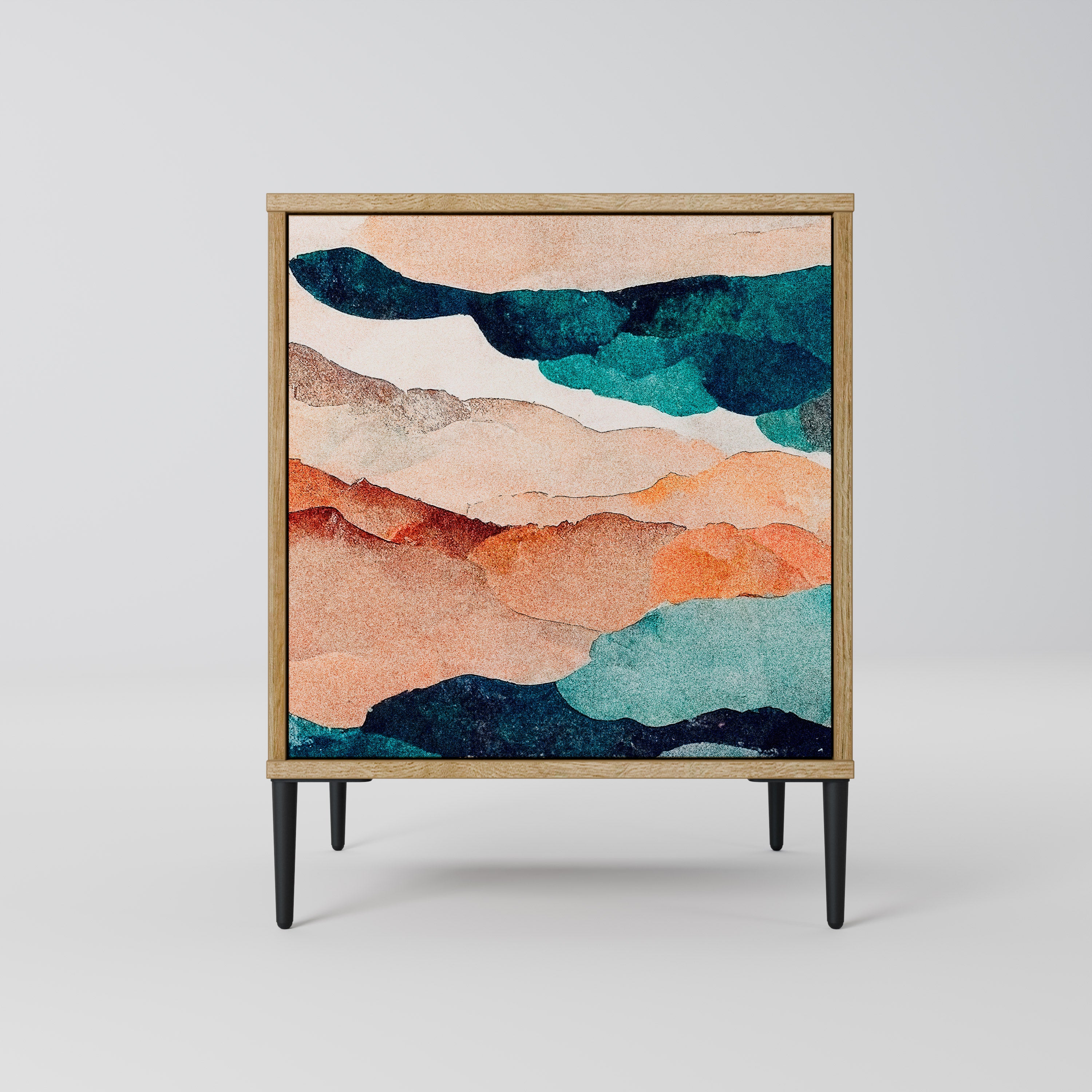 ABSTRACT LANDSCAPE Sideboard mit 1 Tür in Eiche-Optik