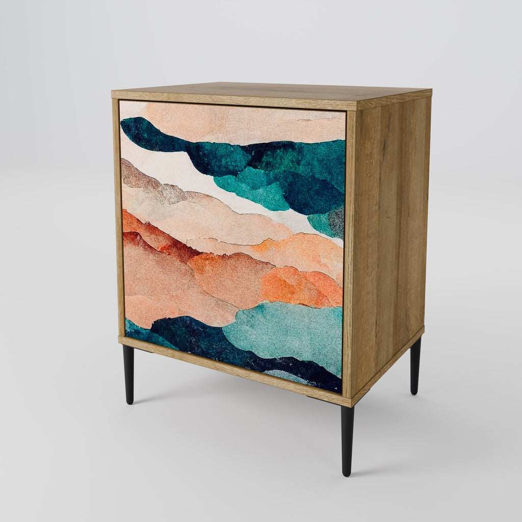 ABSTRACT LANDSCAPE Sideboard mit 1 Tür in Eiche-Optik