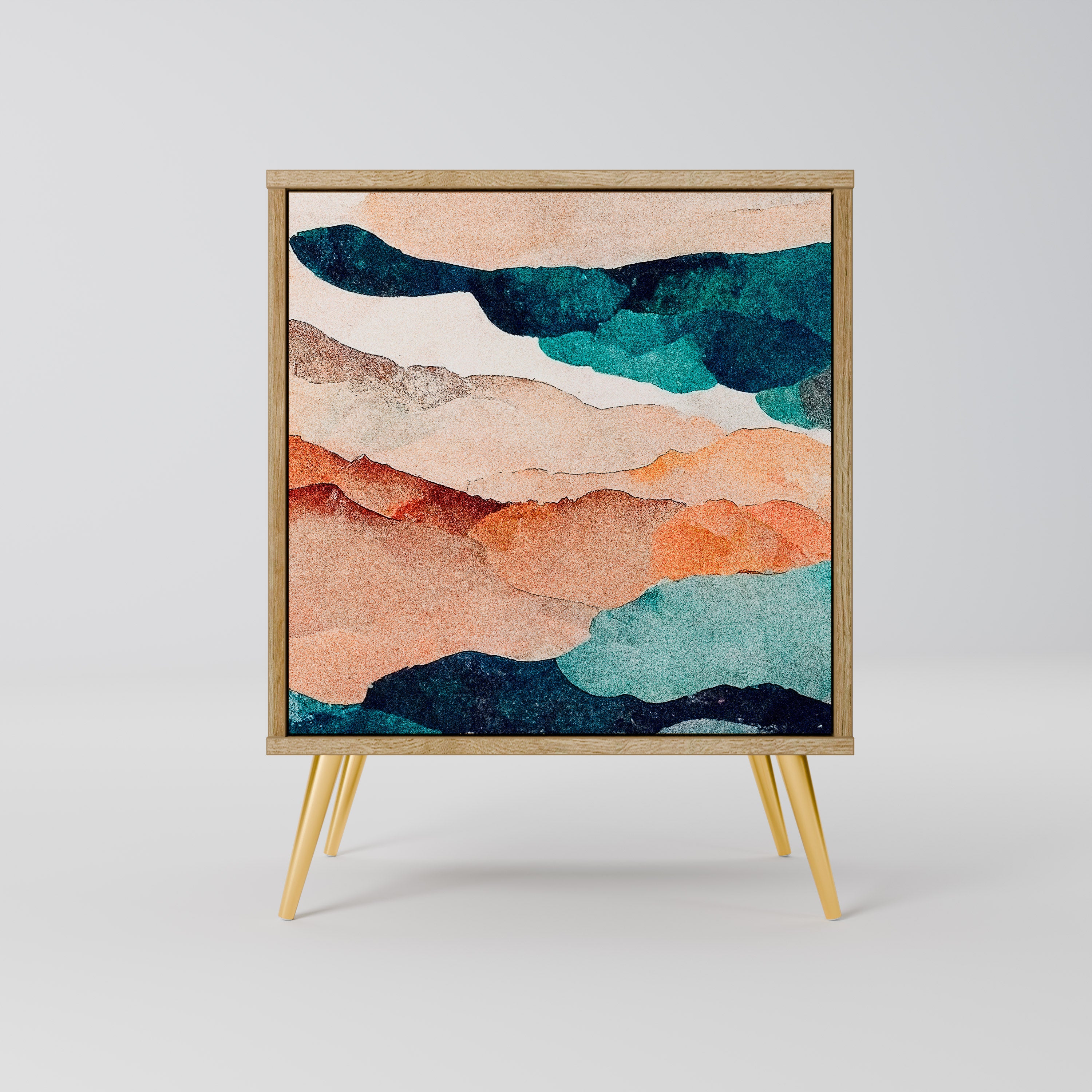 ABSTRACT LANDSCAPE Sideboard mit 1 Tür in Eiche-Optik