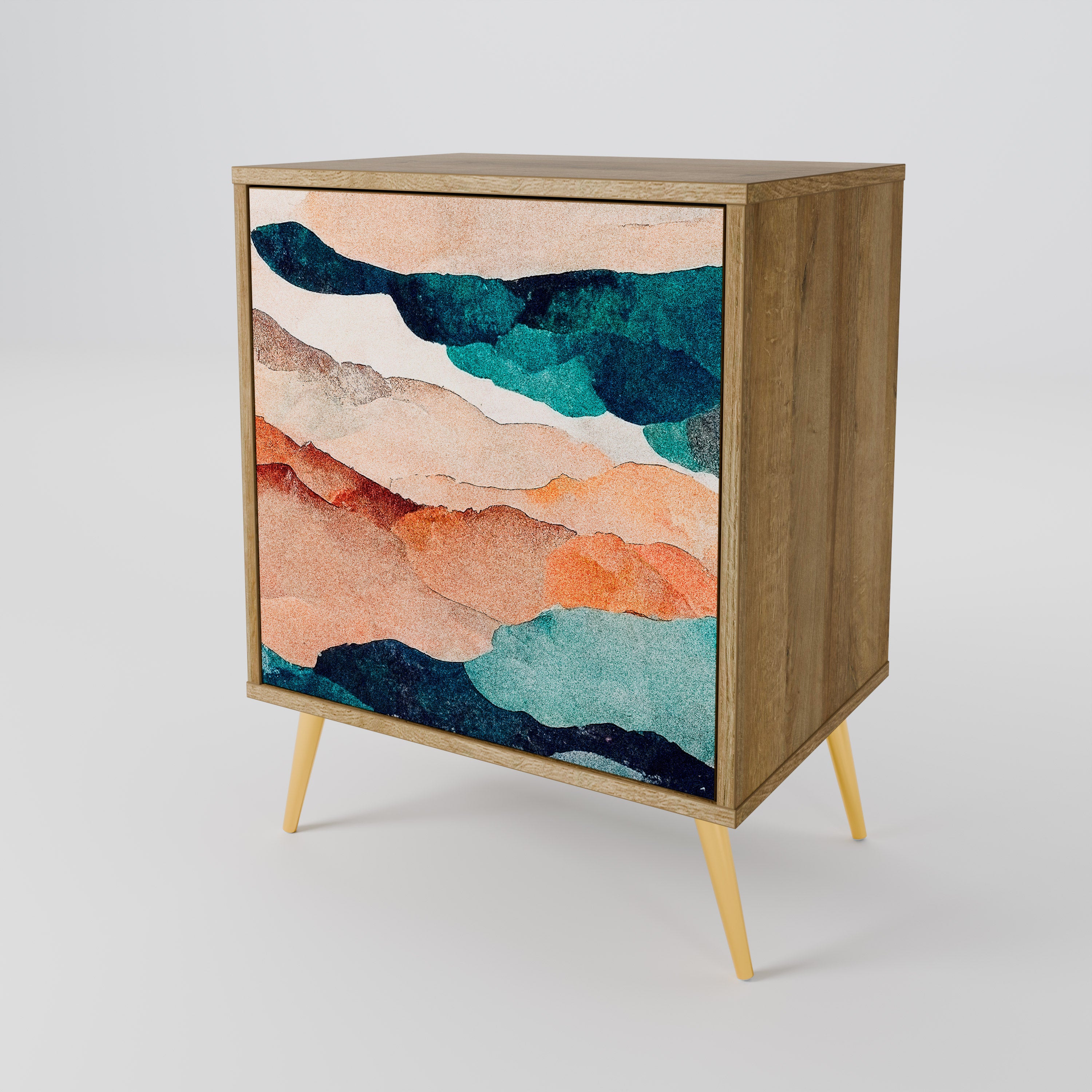 ABSTRACT LANDSCAPE Sideboard mit 1 Tür in Eiche-Optik