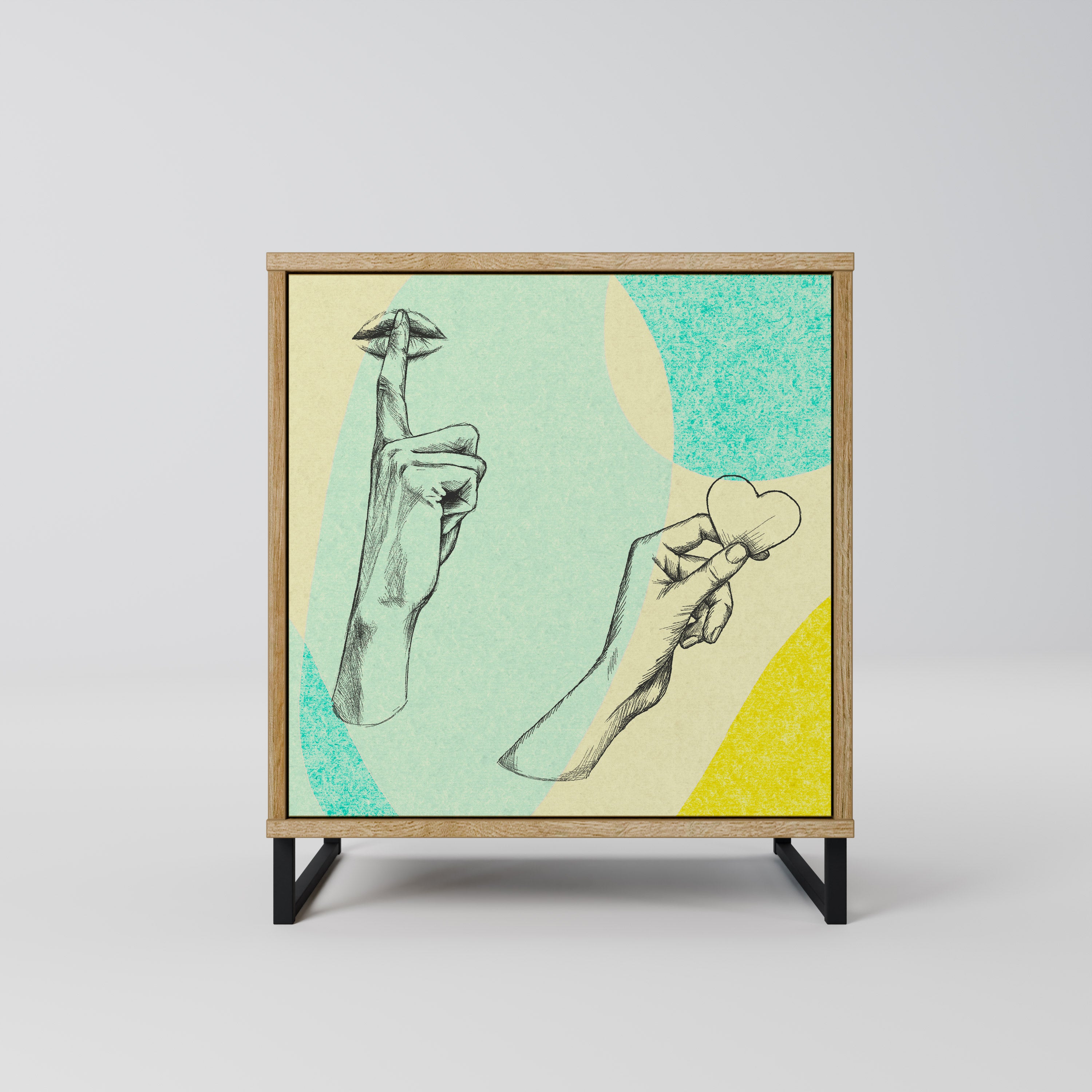 BODY LANGUAGE Sideboard mit 1 Tür in Eiche-Optik