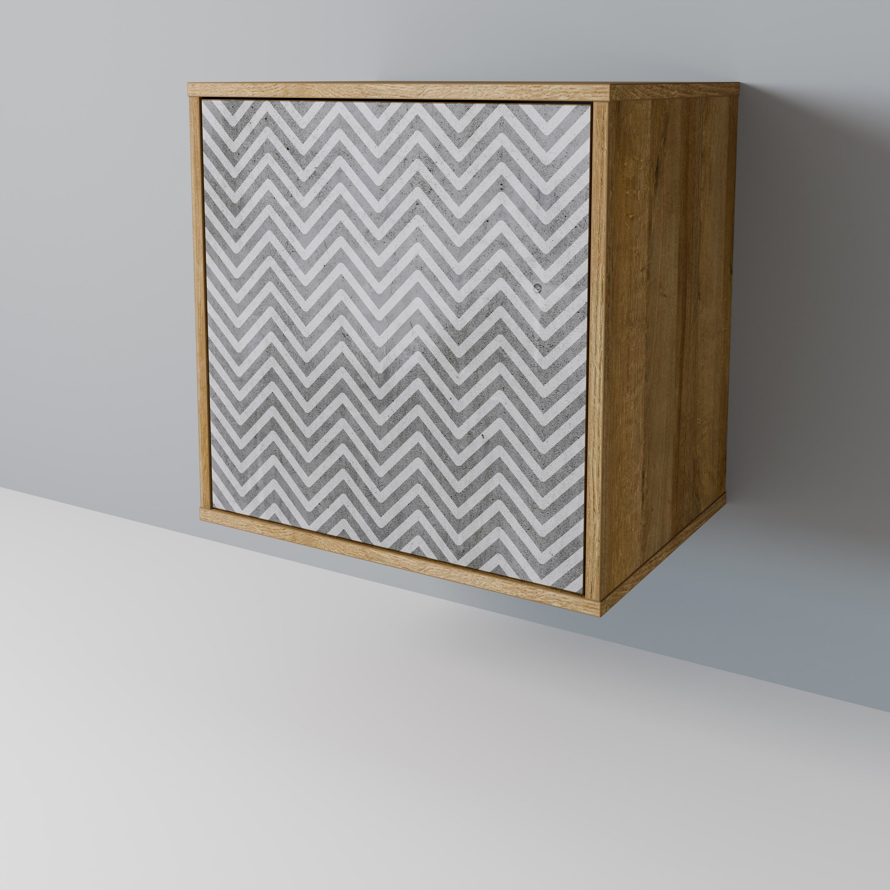 CONCRETE ZIG ZAG Sideboard mit 1 Tür in Eiche-Optik