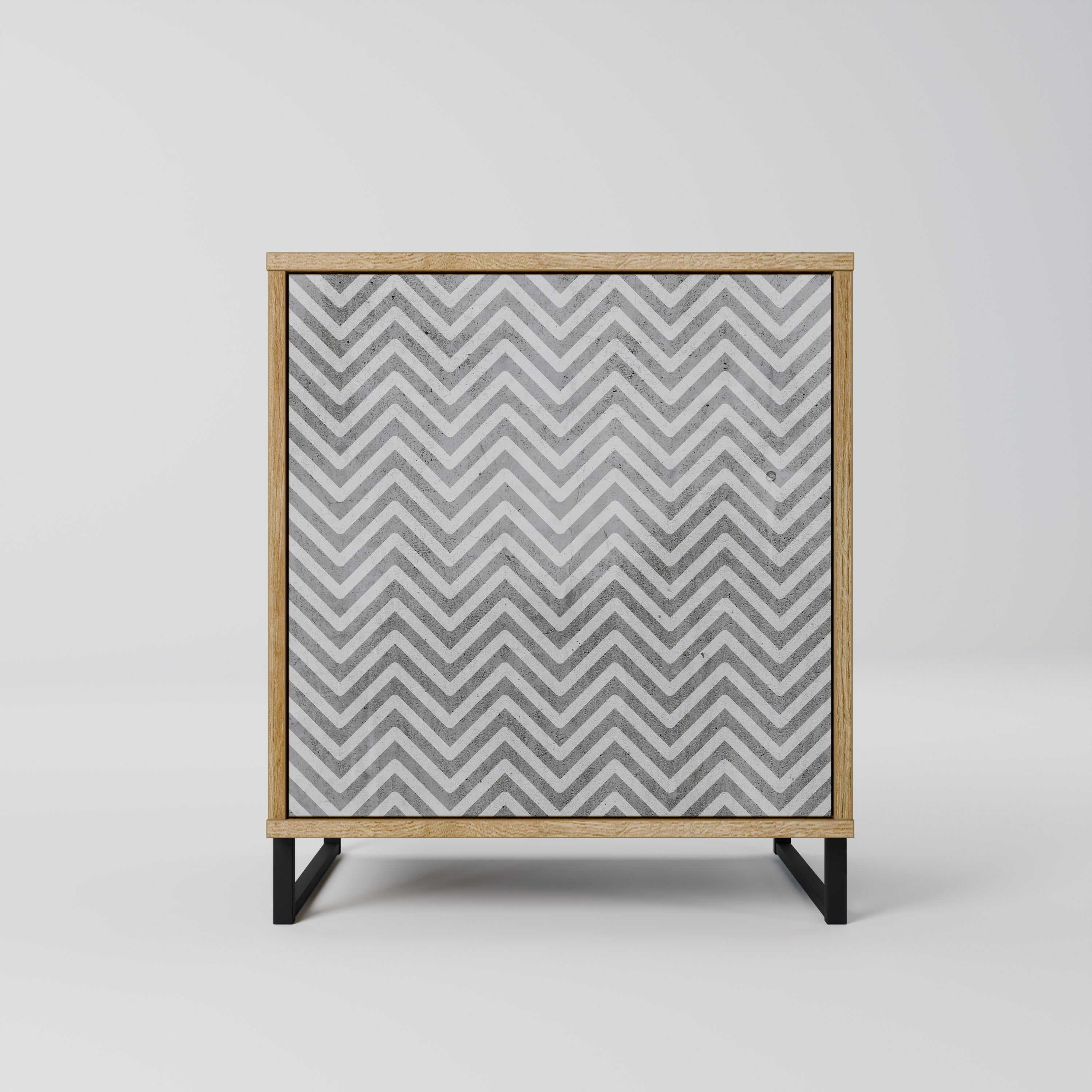 CONCRETE ZIG ZAG Sideboard mit 1 Tür in Eiche-Optik