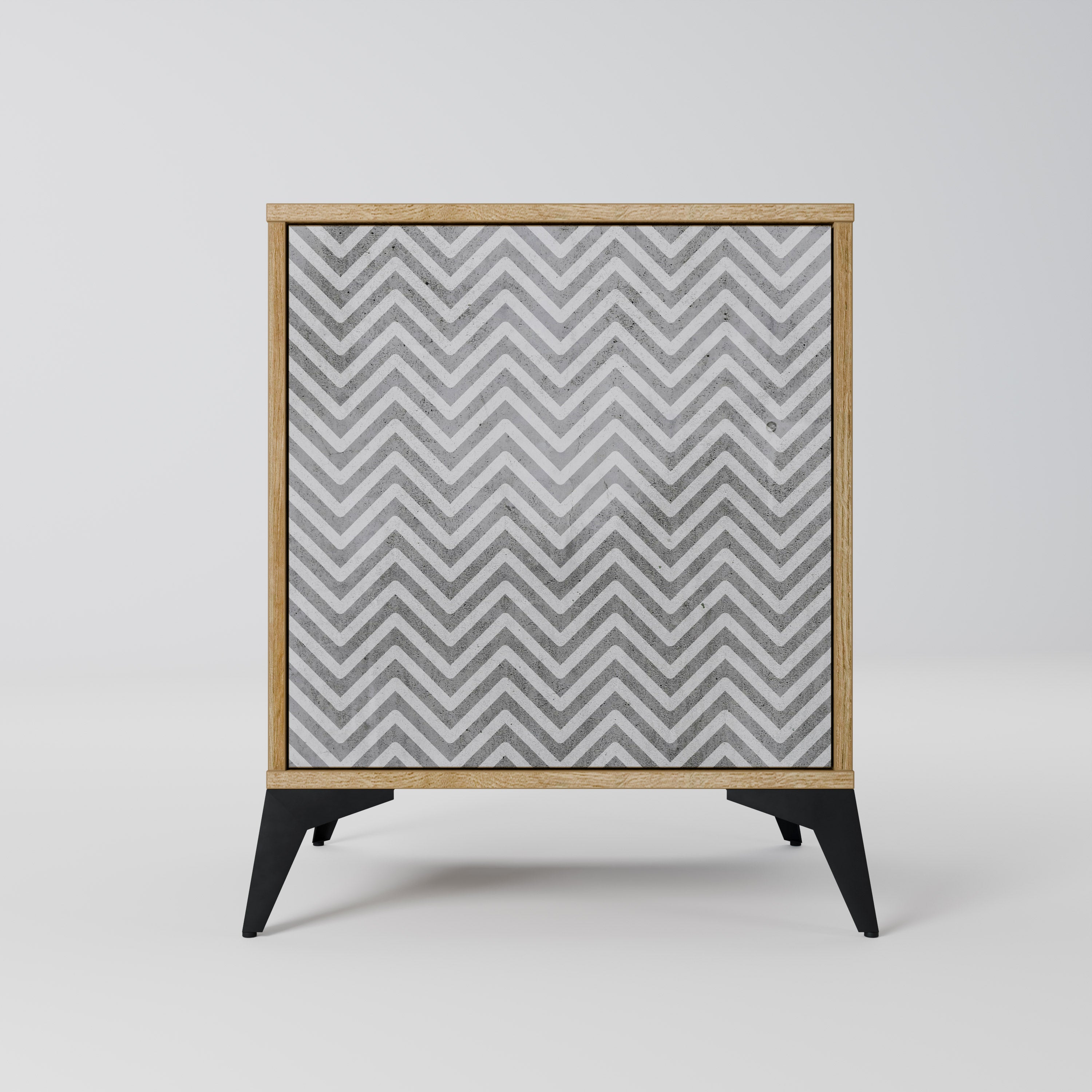 CONCRETE ZIG ZAG Sideboard mit 1 Tür in Eiche-Optik