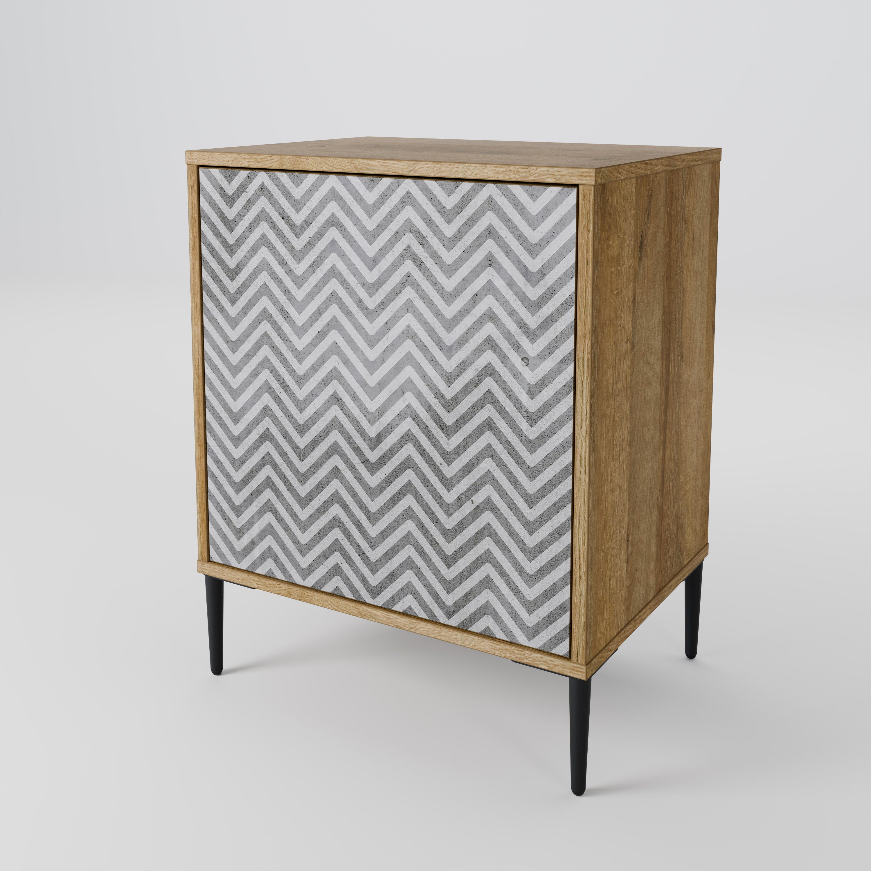 CONCRETE ZIG ZAG Sideboard mit 1 Tür in Eiche-Optik