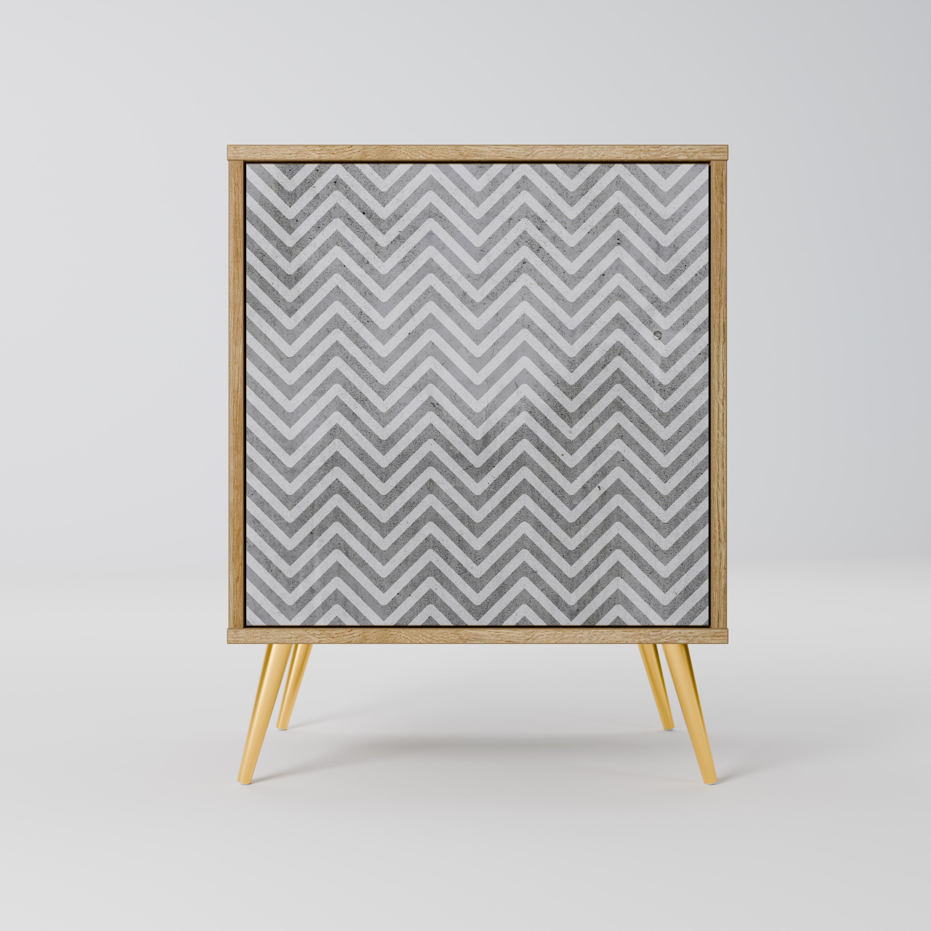 CONCRETE ZIG ZAG Sideboard mit 1 Tür in Eiche-Optik