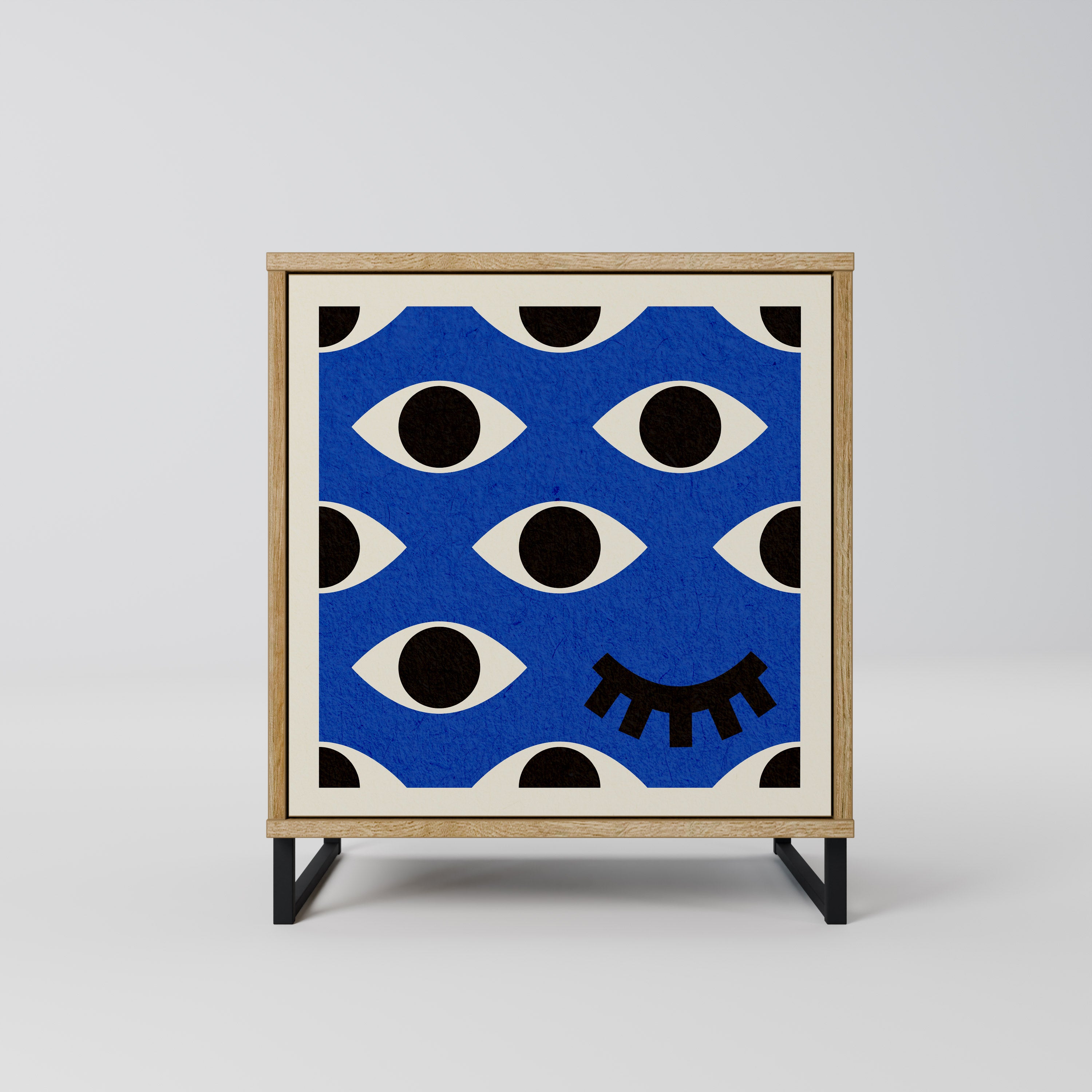 GEOMETRIC EYES Sideboard mit 1 Tür in Eiche-Optik