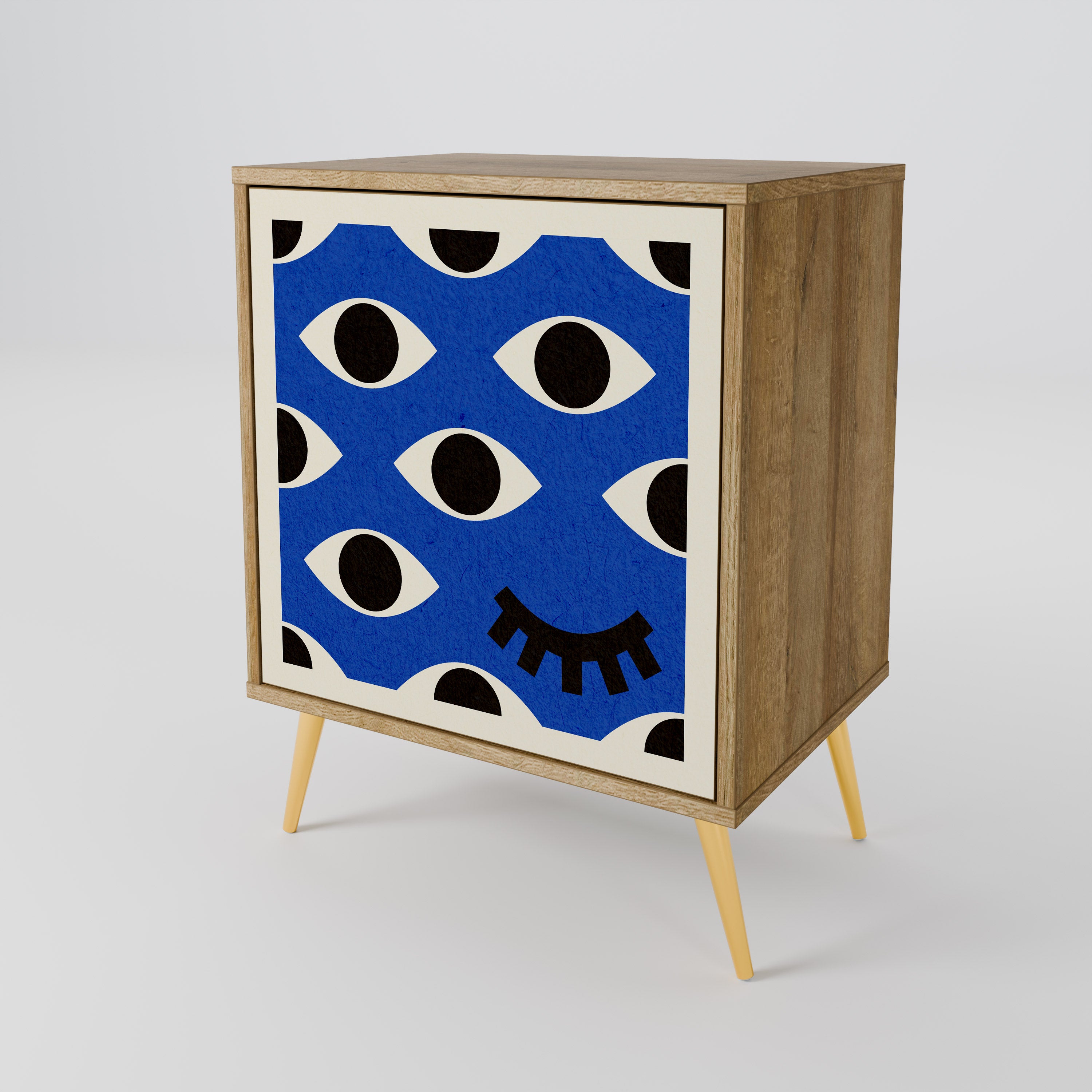 GEOMETRIC EYES Sideboard mit 1 Tür in Eiche-Optik