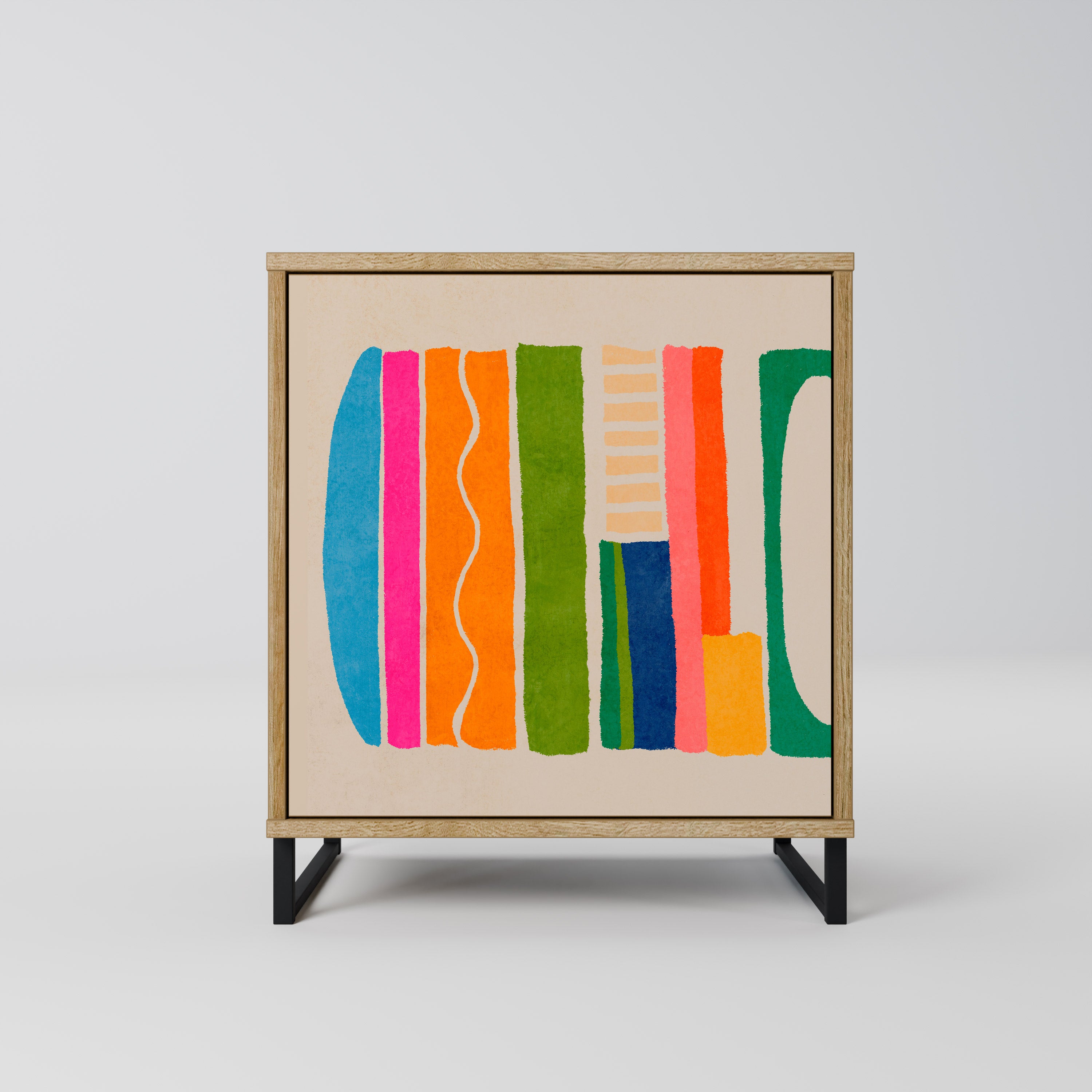 GEOMETRIC SHINE Sideboard mit 1 Tür in Eiche-Optik